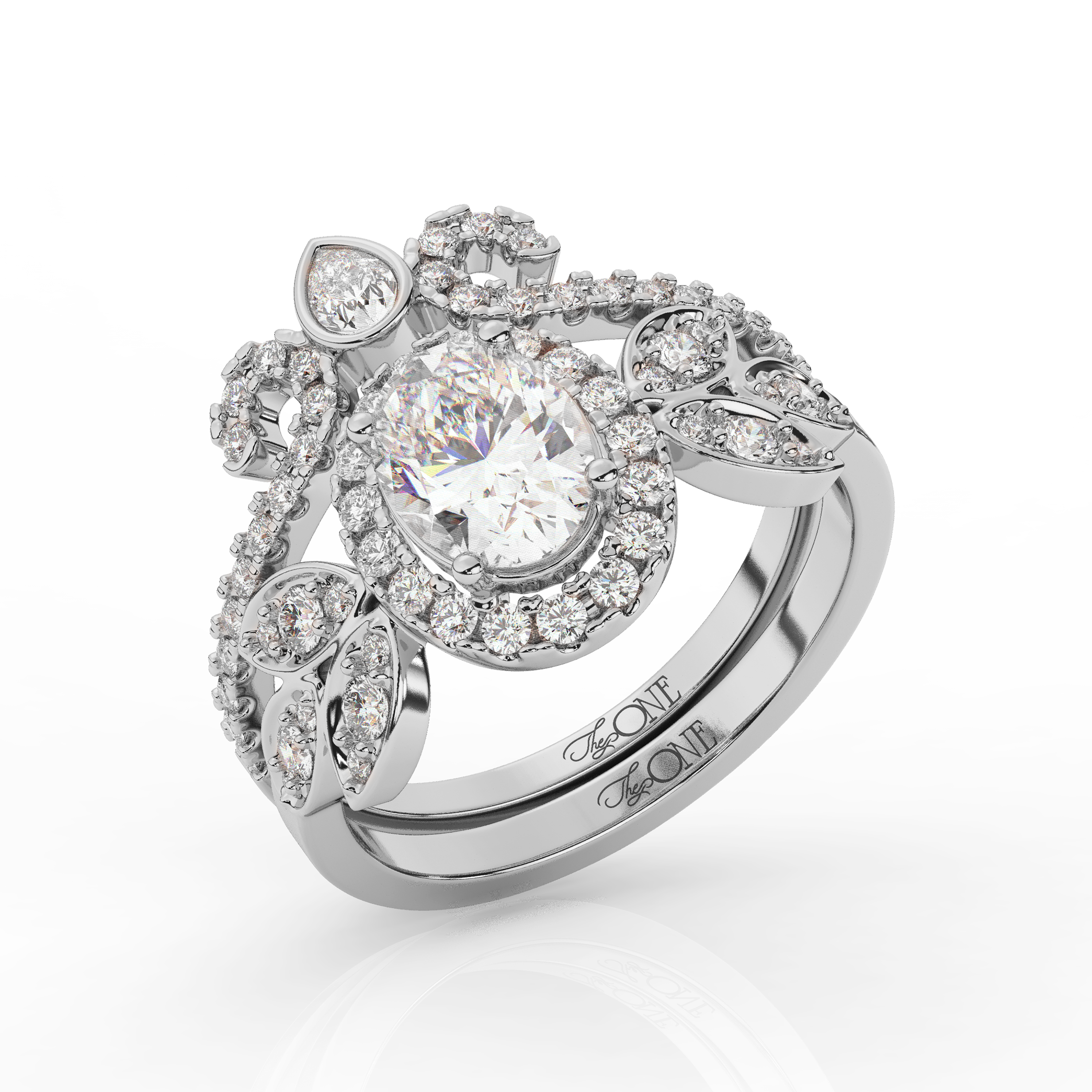 Oval Diamond Halo Set White Gold
