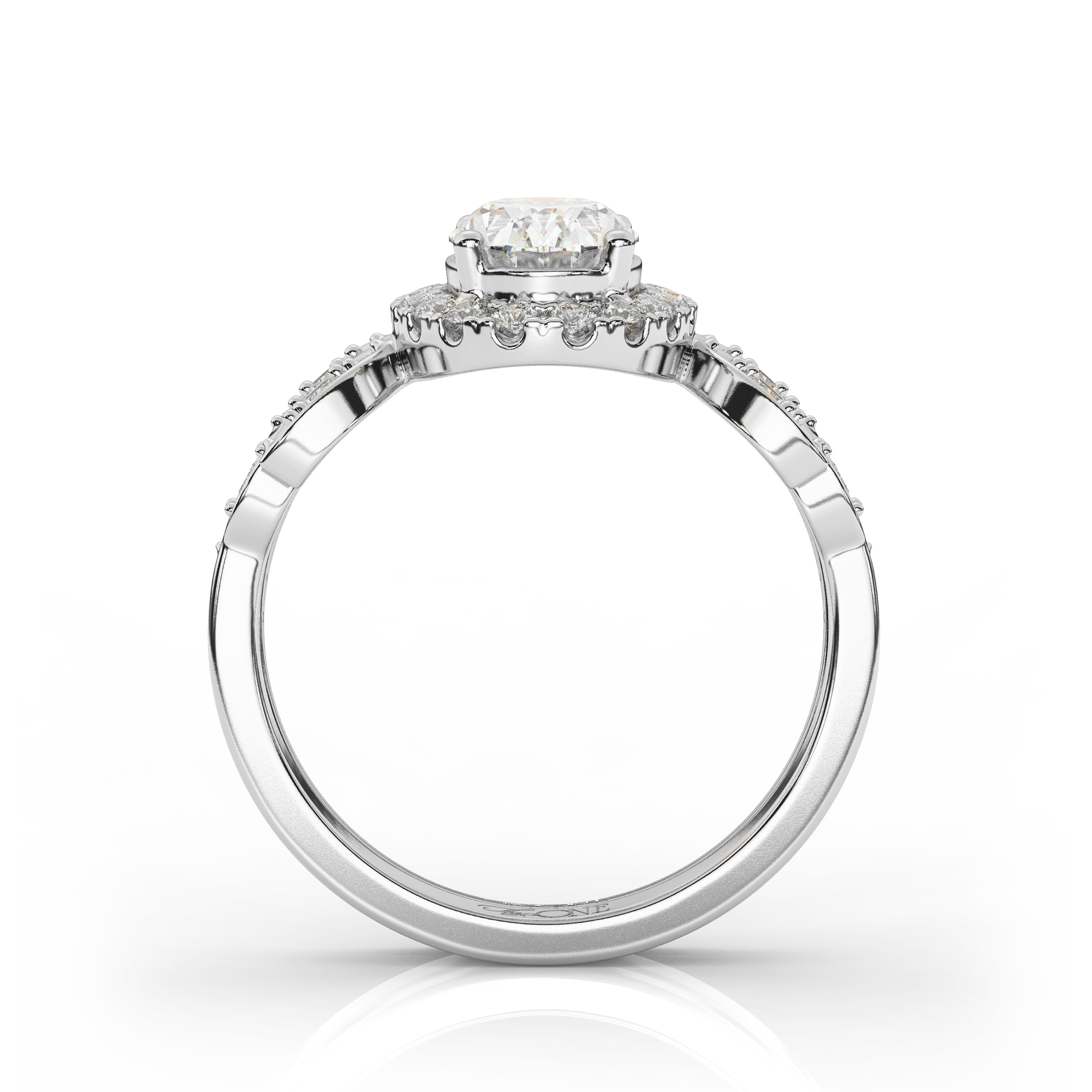 Oval Diamond Halo Set White Gold