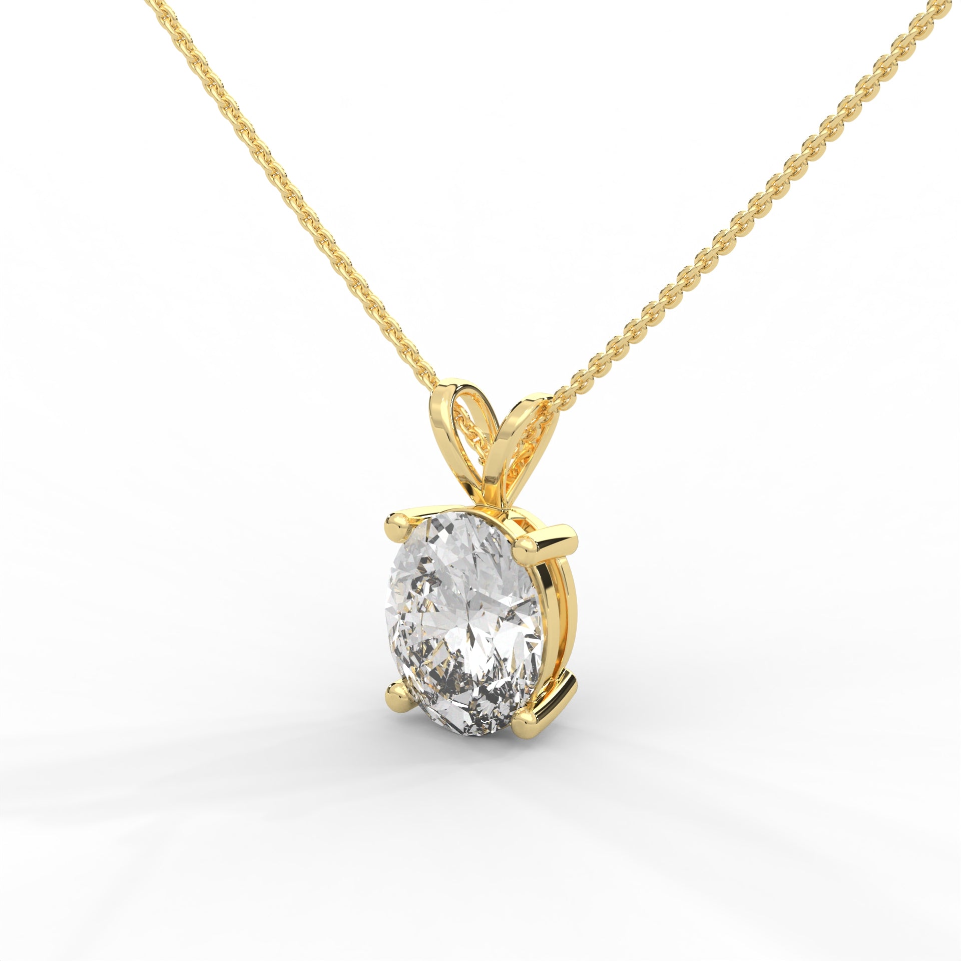 Oval Diamond Pendant Yellow Gold