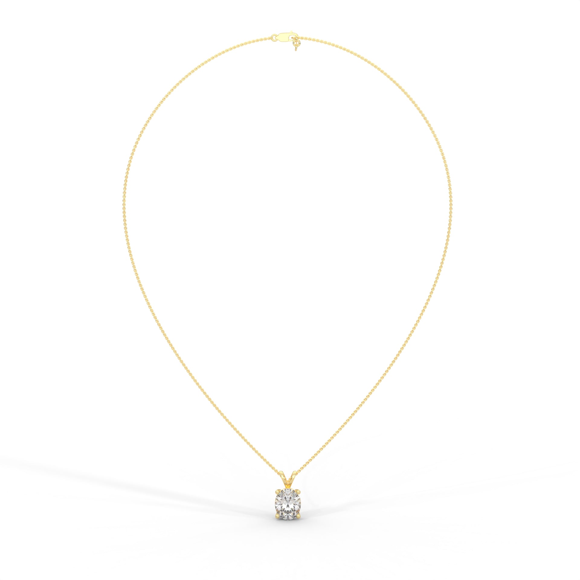 Oval Diamond Pendant Yellow Gold