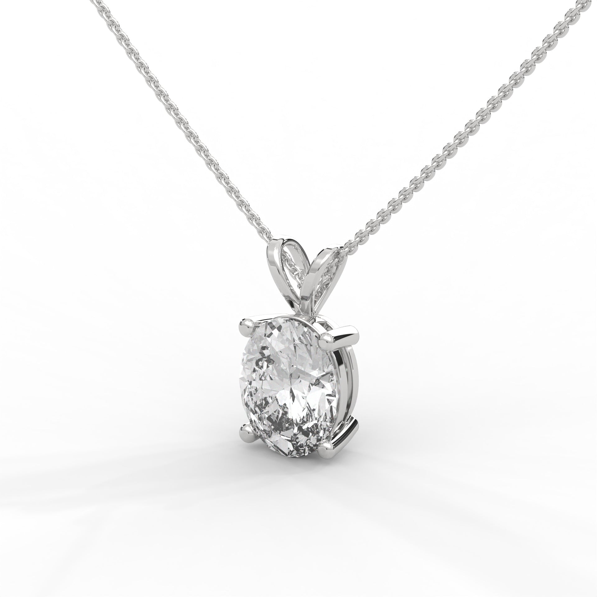 Oval Diamond Pendant Sterling Silver