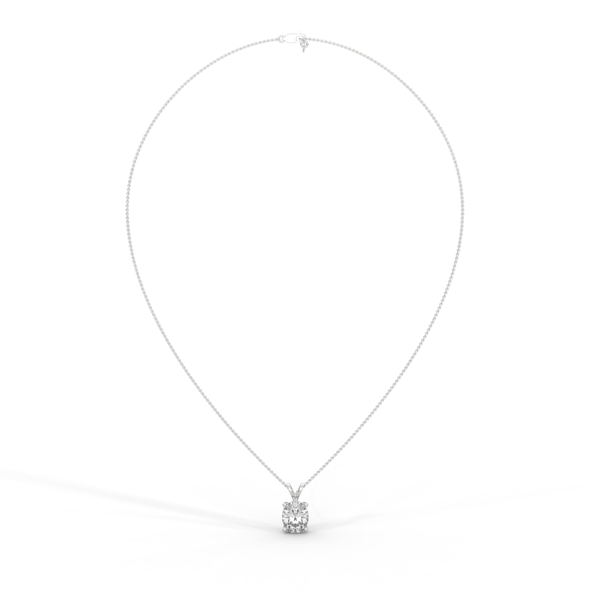 Oval Diamond Pendant Platinum