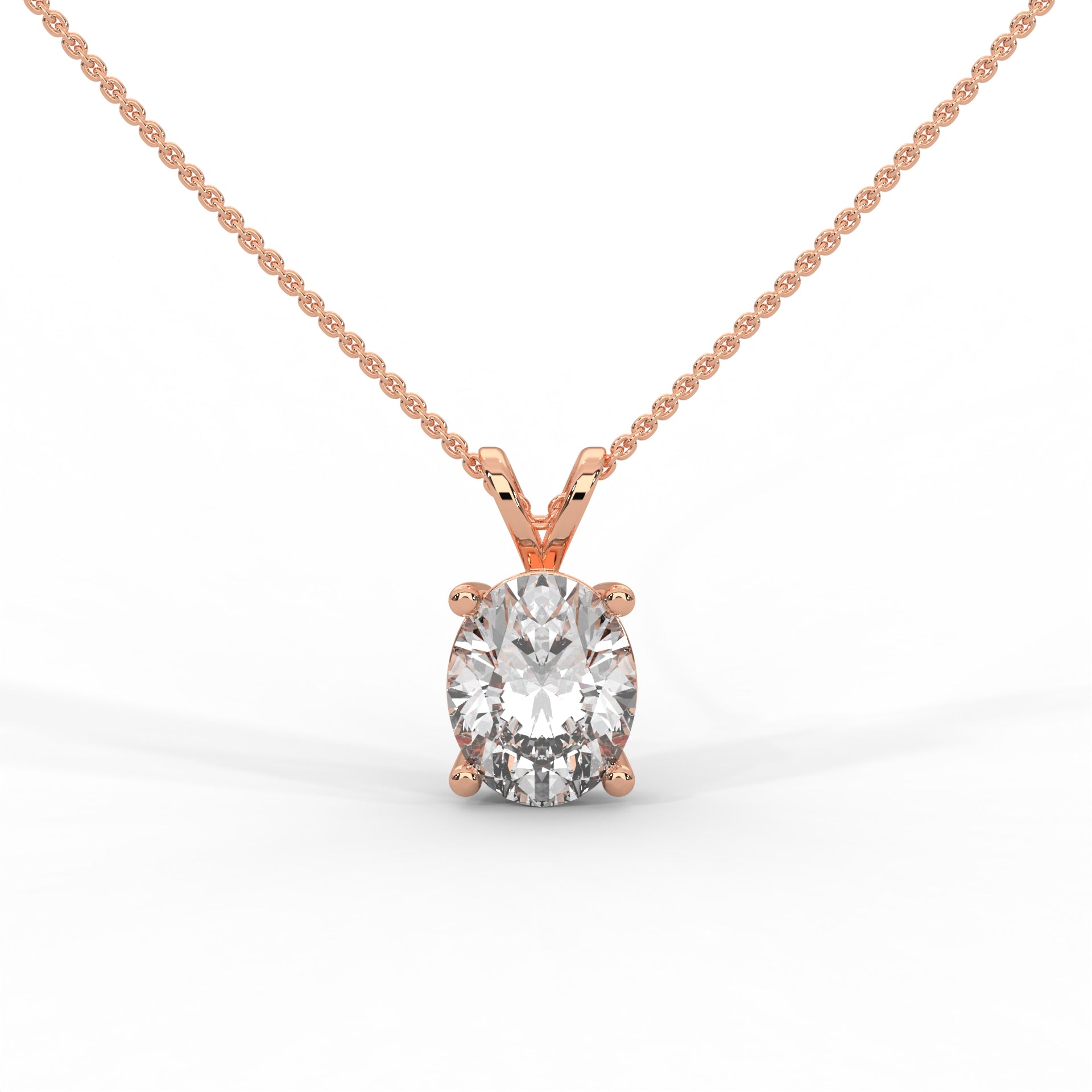 Oval Diamond Pendant Rose Gold