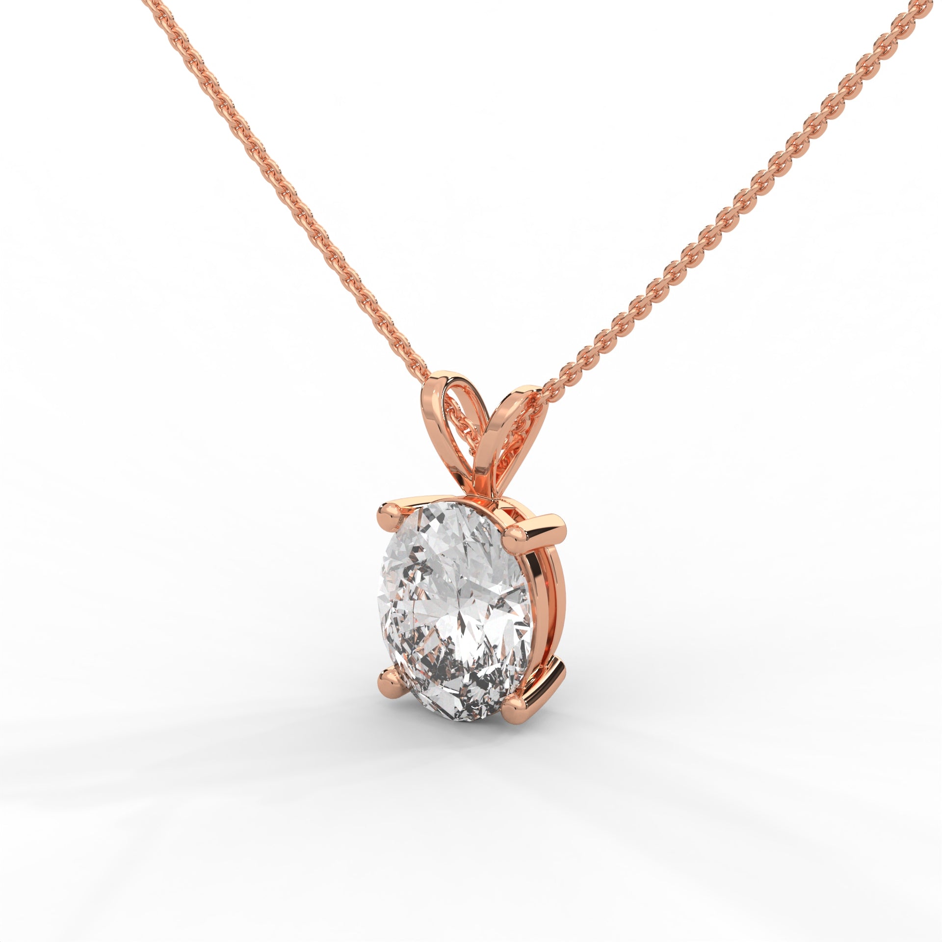 Oval Diamond Pendant Rose Gold