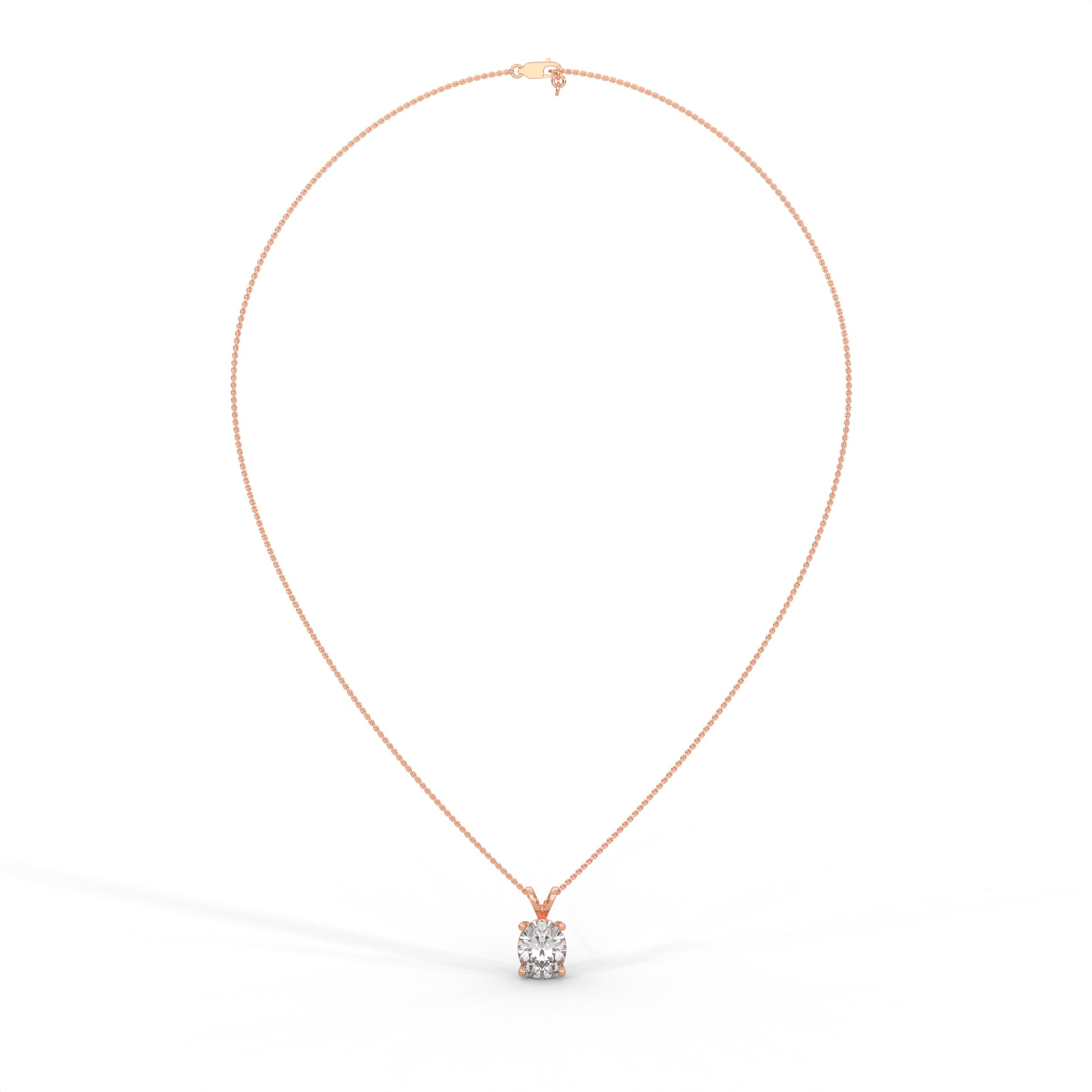 Oval Diamond Pendant Rose Gold
