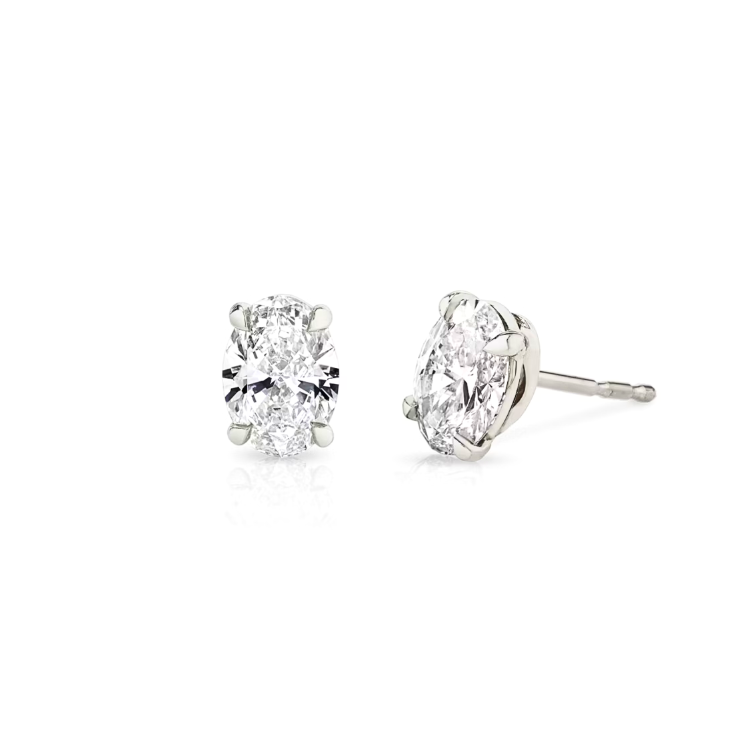 Oval Diamond Stud Earrings White Gold