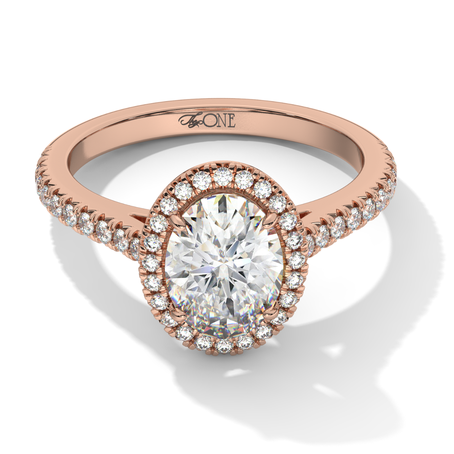 Oval Halo Engagement Ring Rose Gold