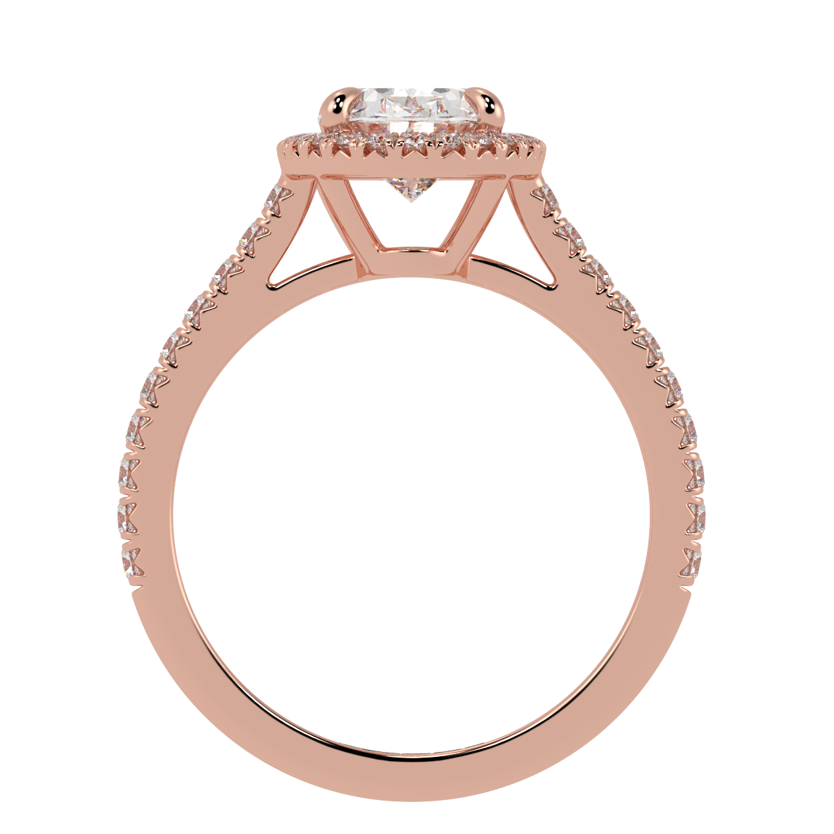 Oval Halo Engagement Ring Rose Gold