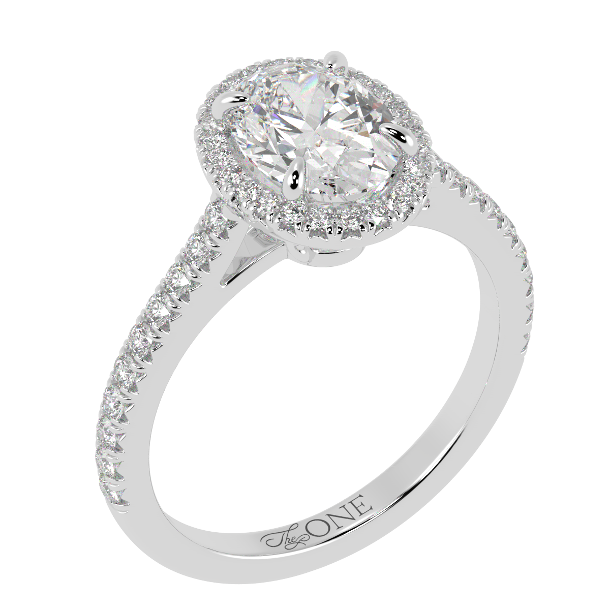Oval Halo Engagement Ring White Gold