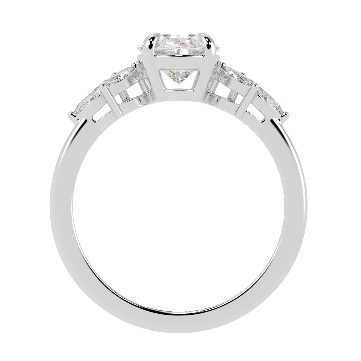 Oval Marquise with Marquise Accents Engagement Ring White Gold