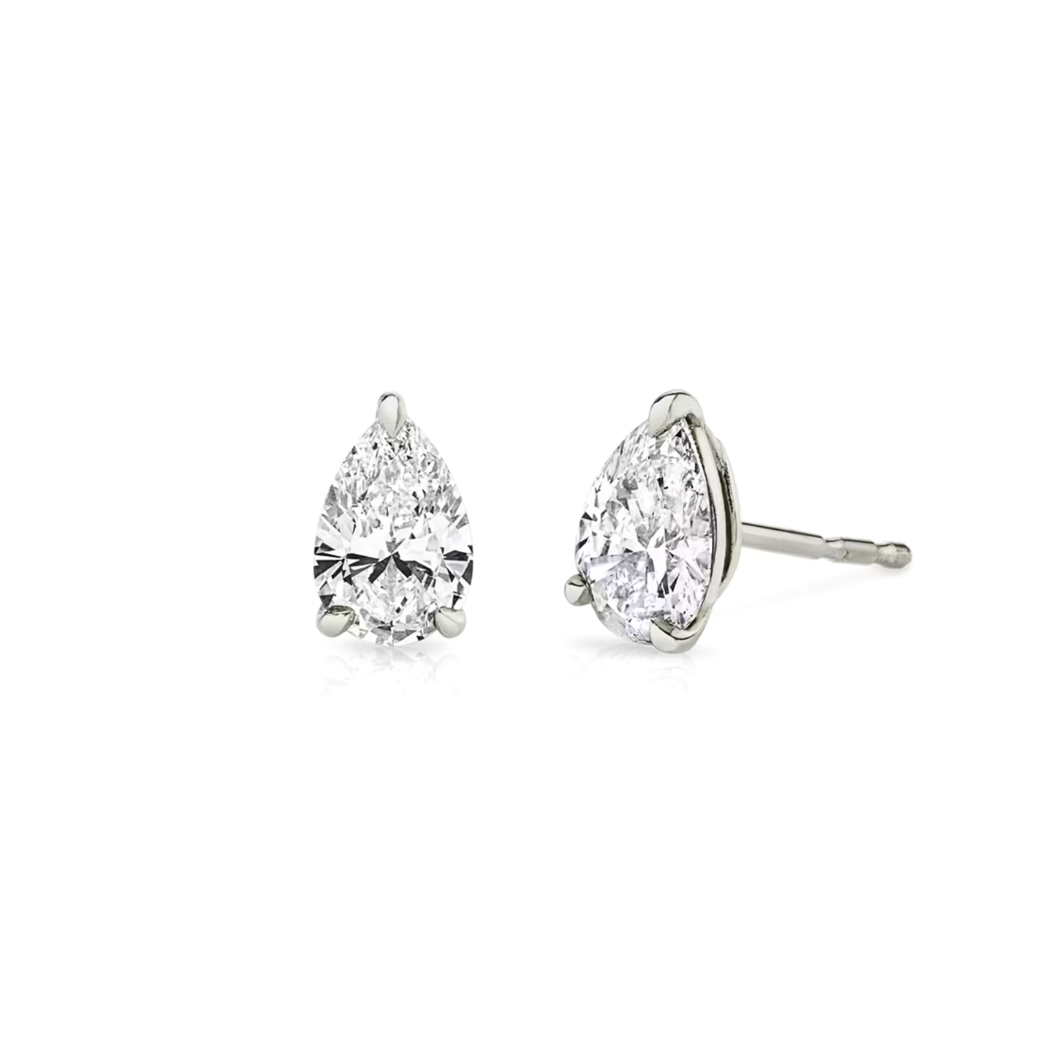 Pear Cut Diamond Stud Earrings White Gold