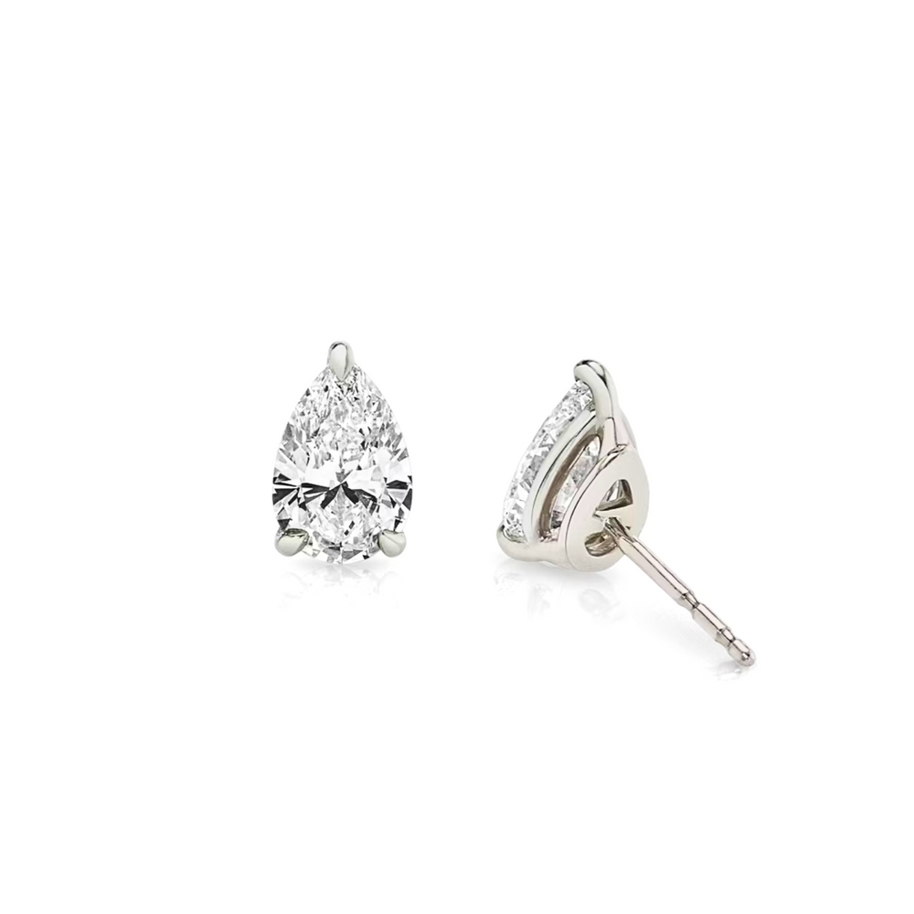 Pear Cut Diamond Stud Earrings White Gold