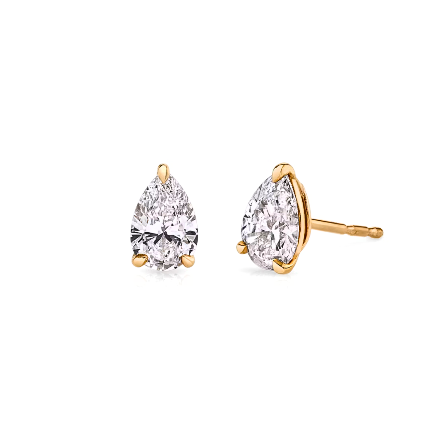 Pear Cut Diamond Stud Earrings Rose Gold