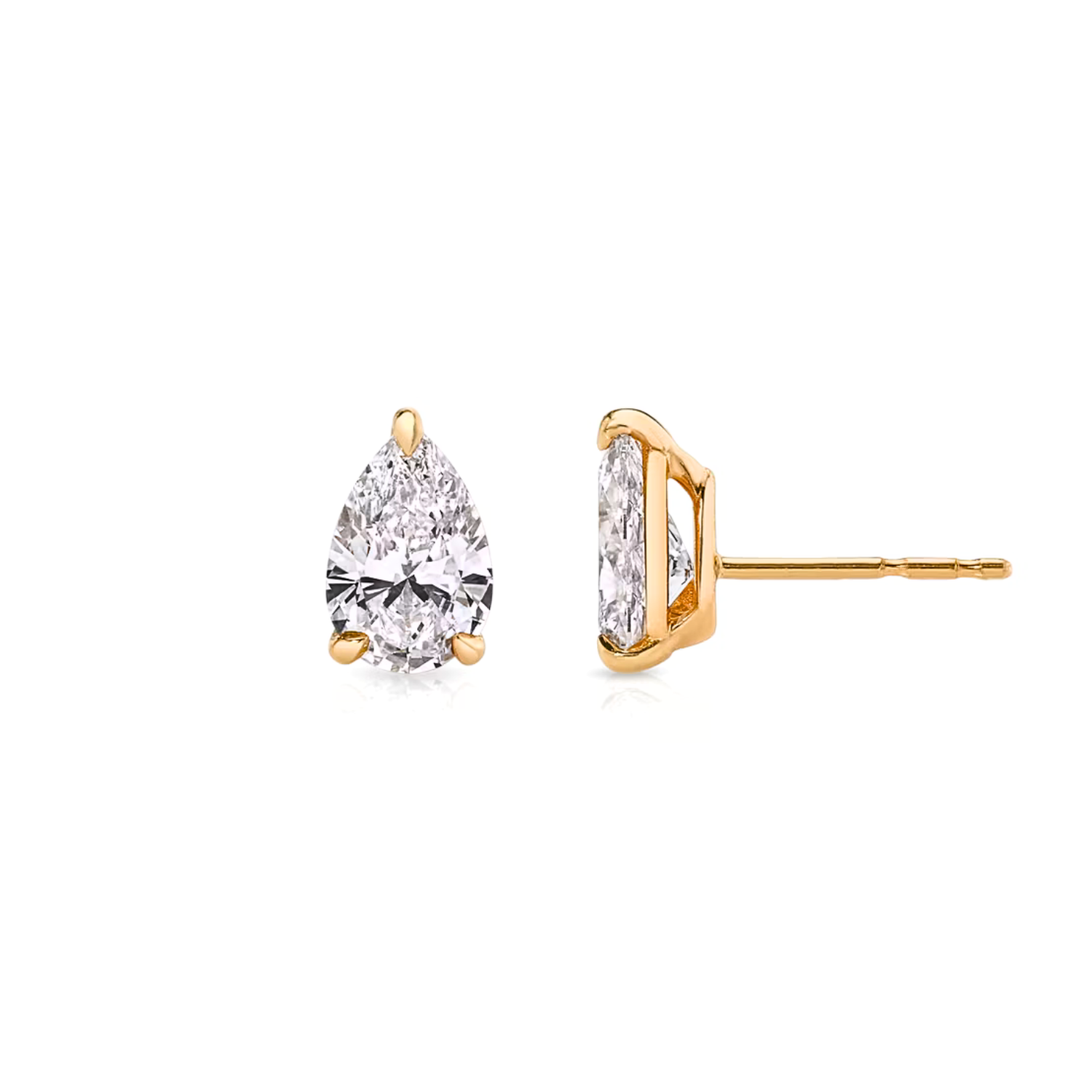 Pear Cut Diamond Stud Earrings Rose Gold
