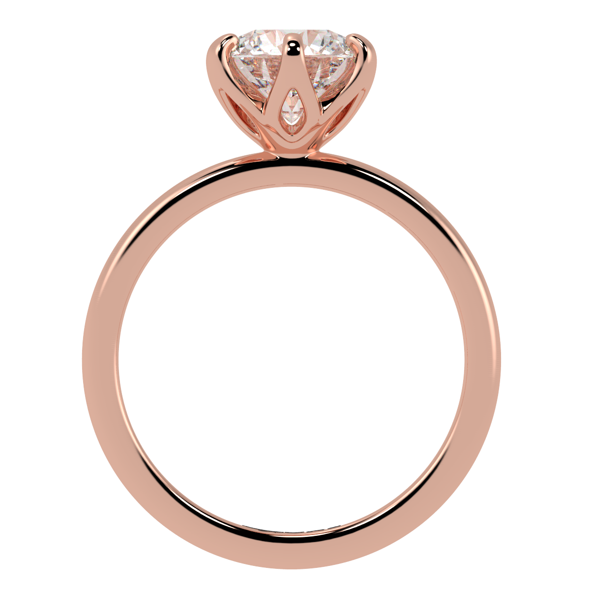 Petal-Set, Round 6-Claw Solitaire Engagement Ring Rose Gold