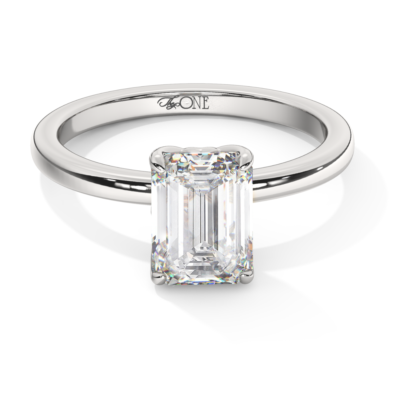 Petal Set Emerald Solitaire Engagement Ring White Gold