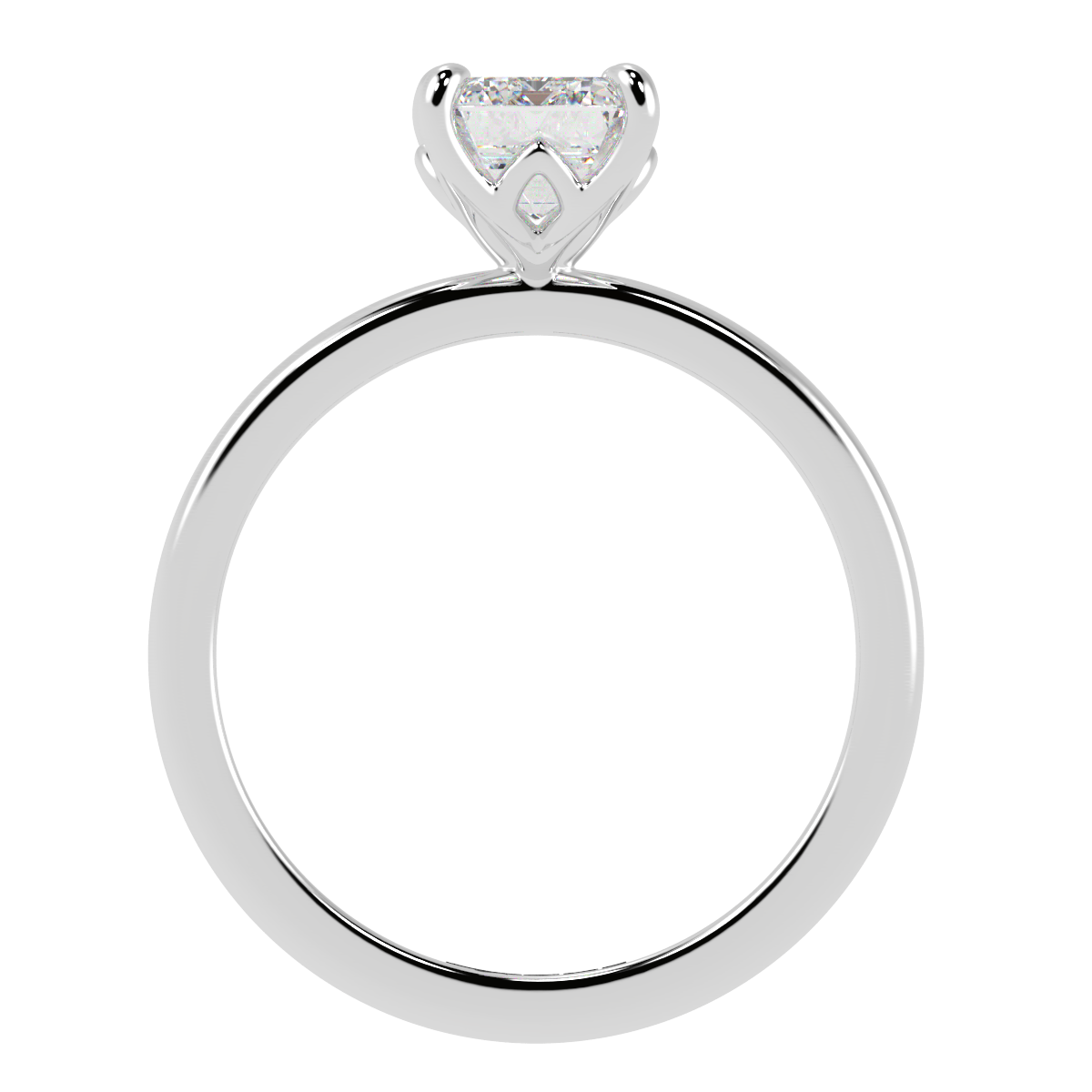 Petal Set Emerald Solitaire Engagement Ring White Gold