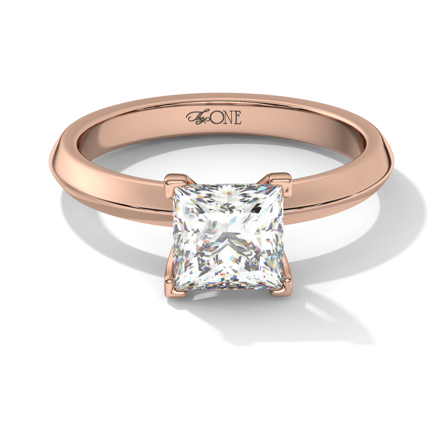 Princess Diamond Solitaire 4-Claw Rose Gold