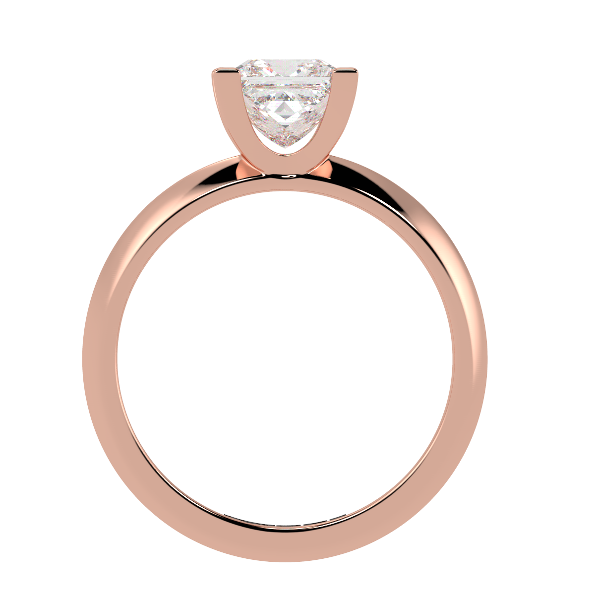 Princess Diamond Solitaire 4-Claw Rose Gold