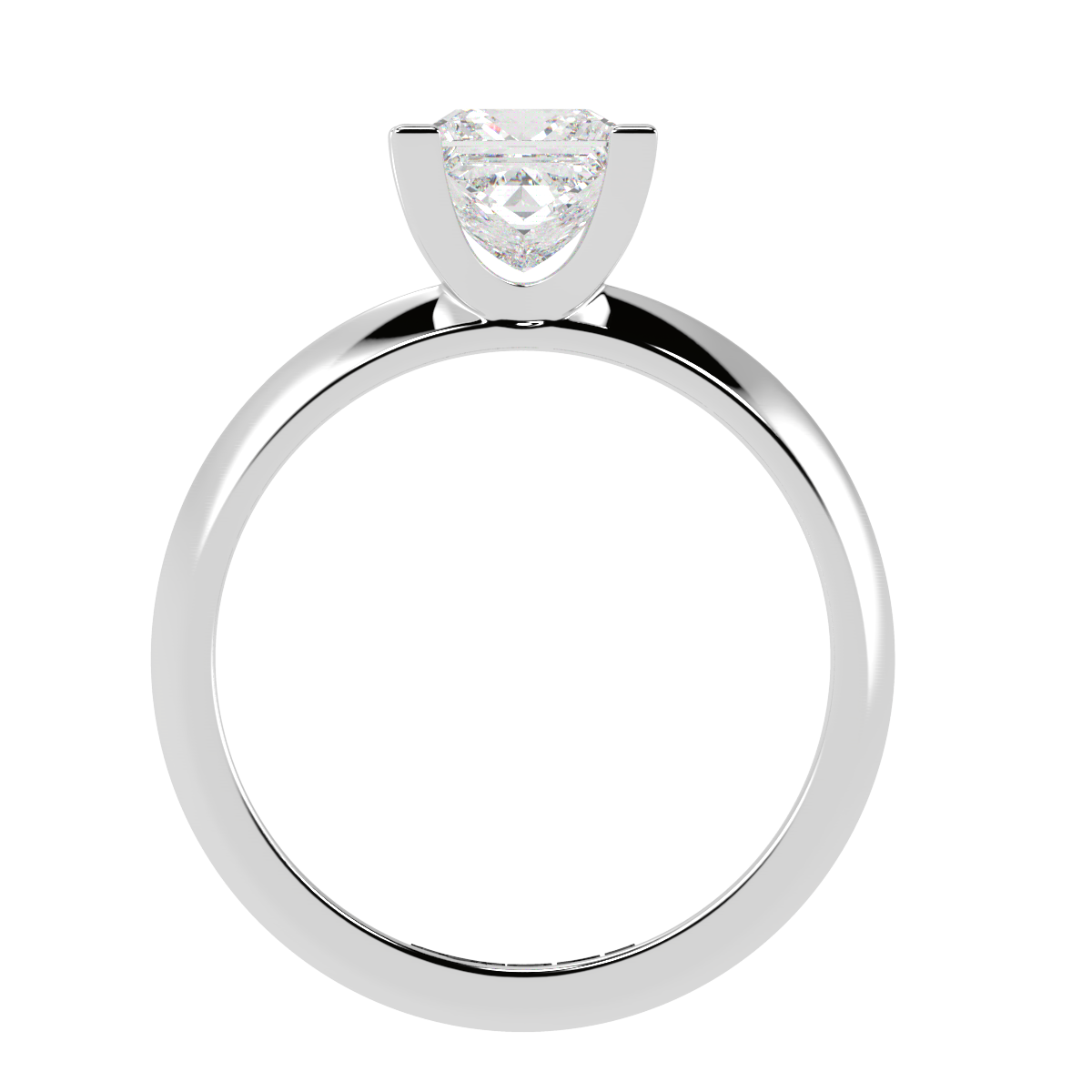 Princess Diamond Solitaire 4-Claw White Gold
