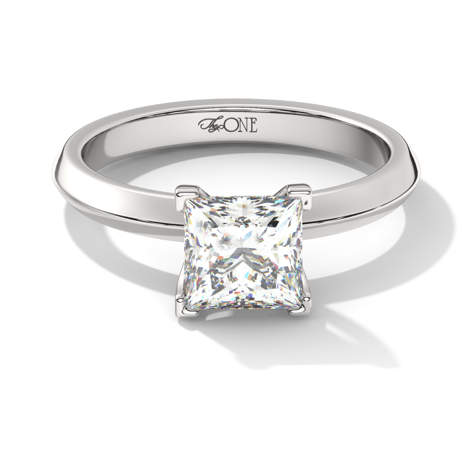 Princess Diamond Solitaire 4-Claw White Gold