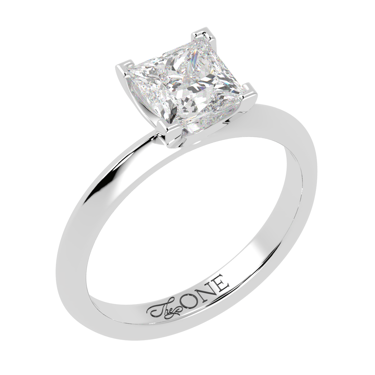 Princess Diamond Solitaire 4-Claw White Gold