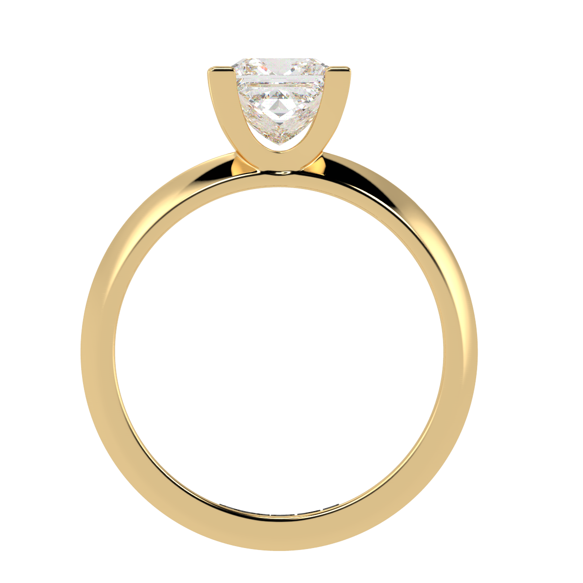 Princess Diamond Solitaire 4-Claw Yellow Gold