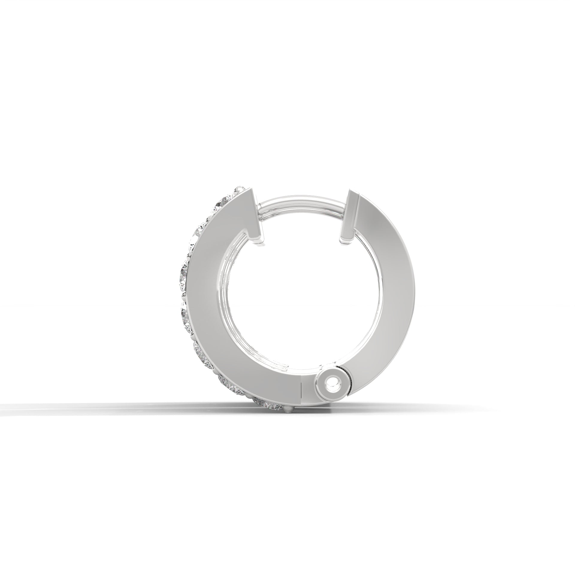 Round & Baguette Huggie Earrings Platinum