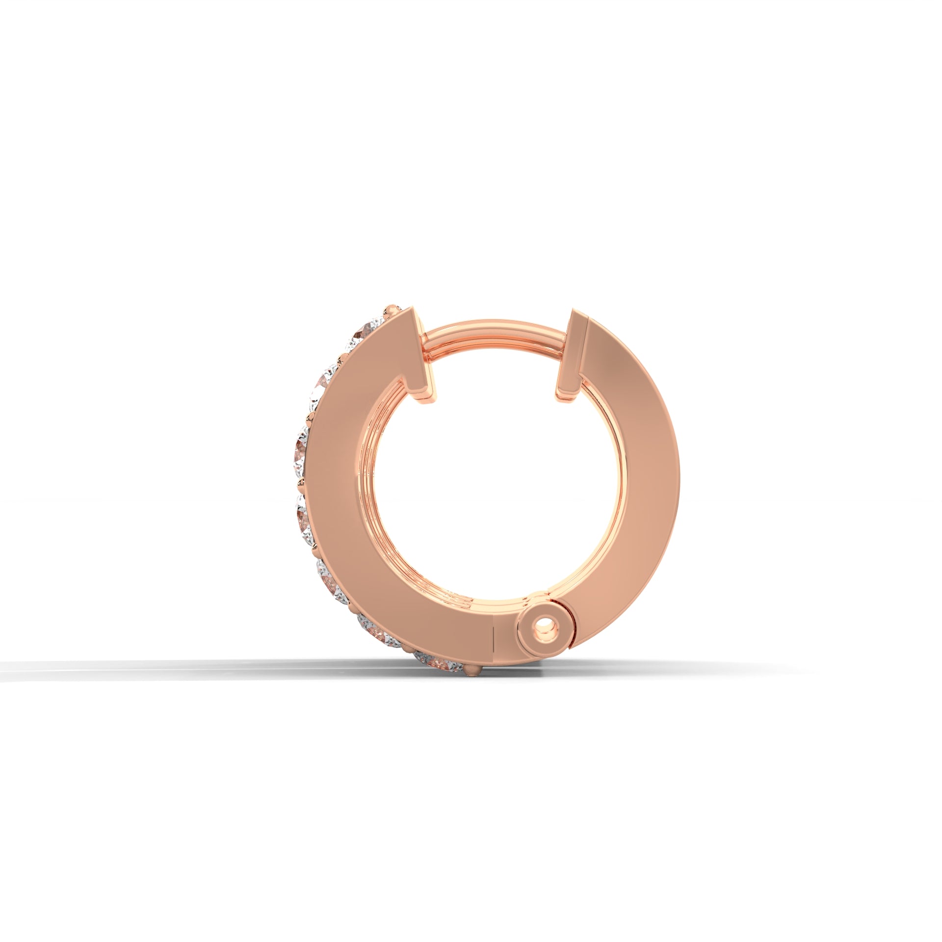 Round & Baguette Huggie Earrings Rose Gold