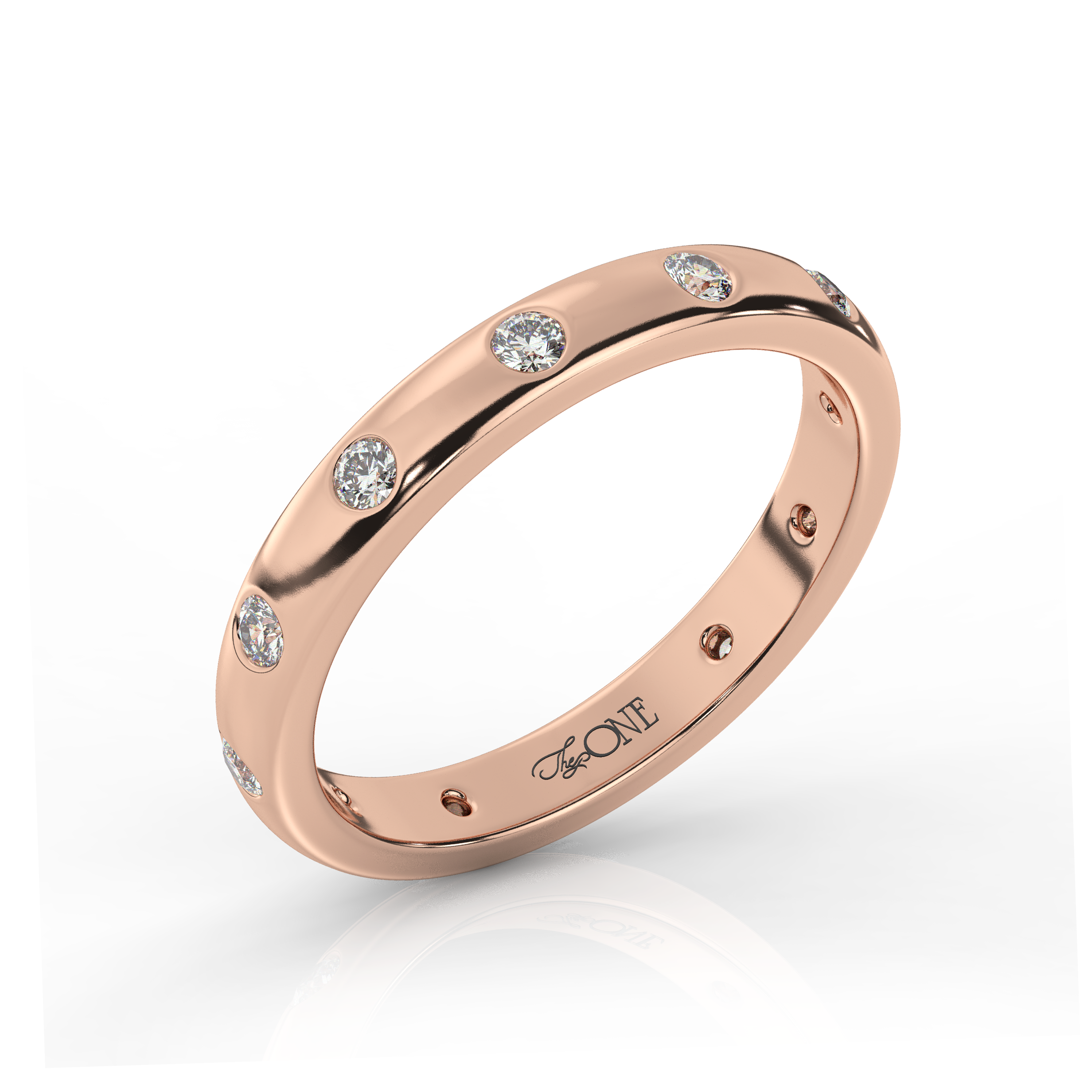Round Diamond Band Rose Gold