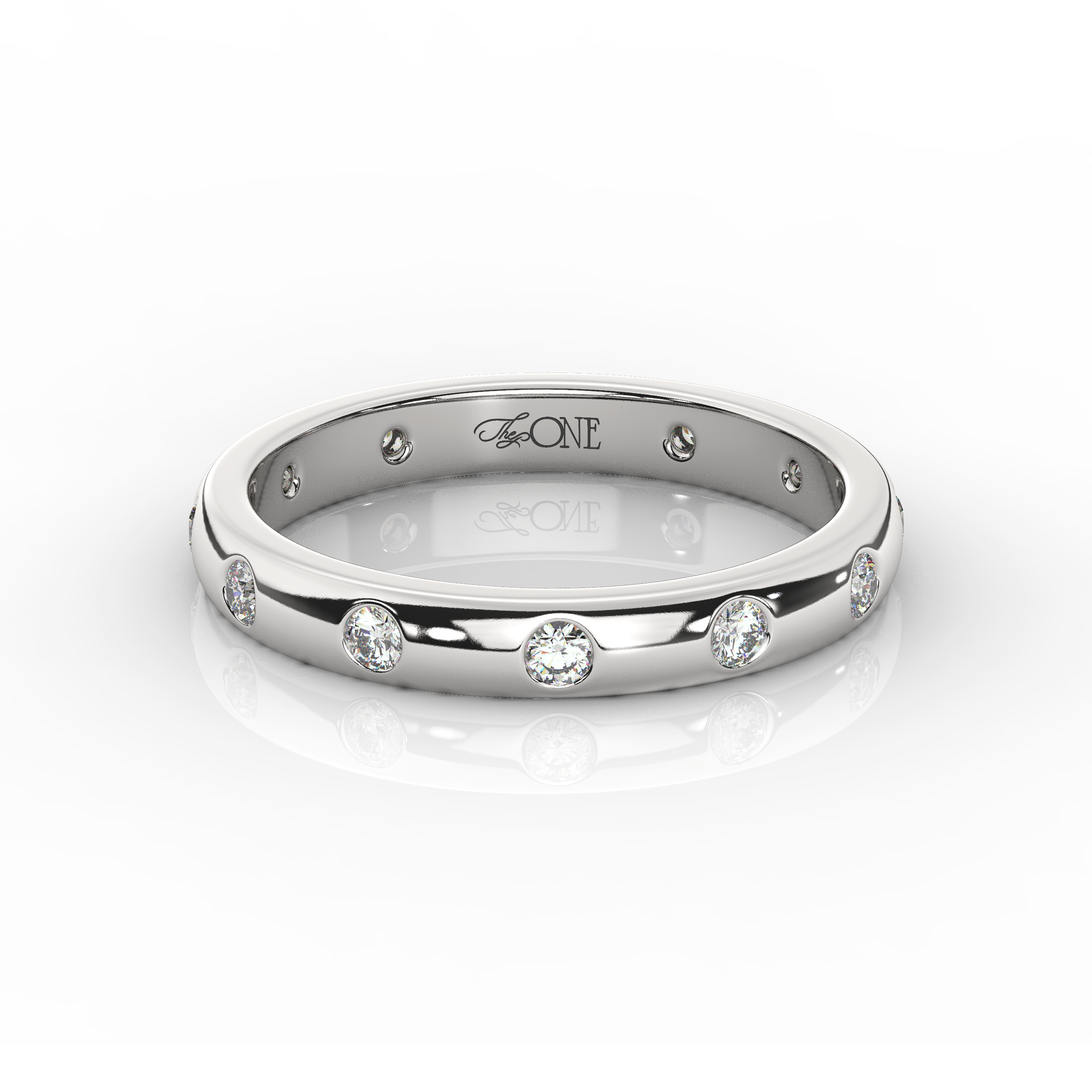 Round Diamond Band White Gold