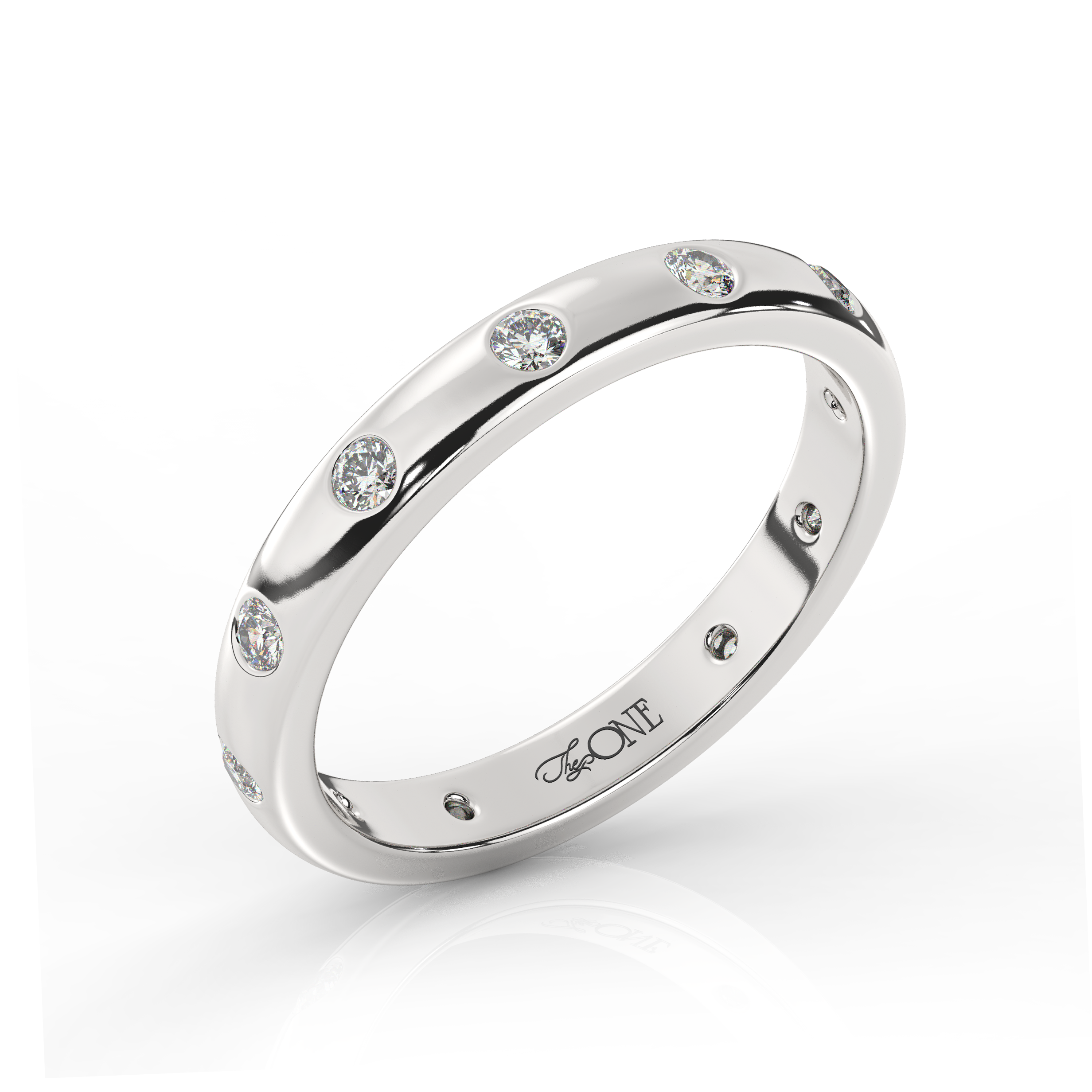 Round Diamond Band White Gold