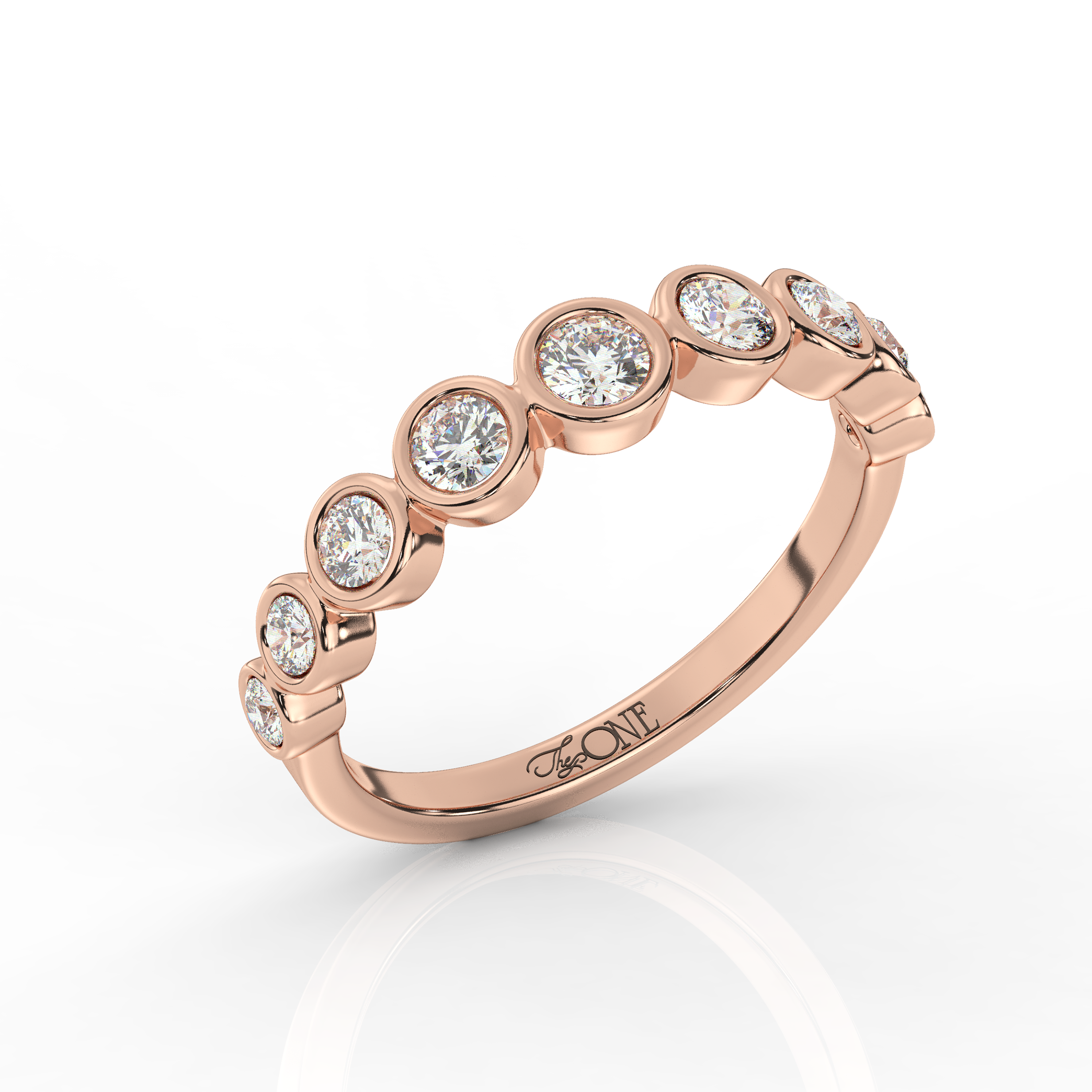Round Diamond Bezel Set Ring Rose Gold