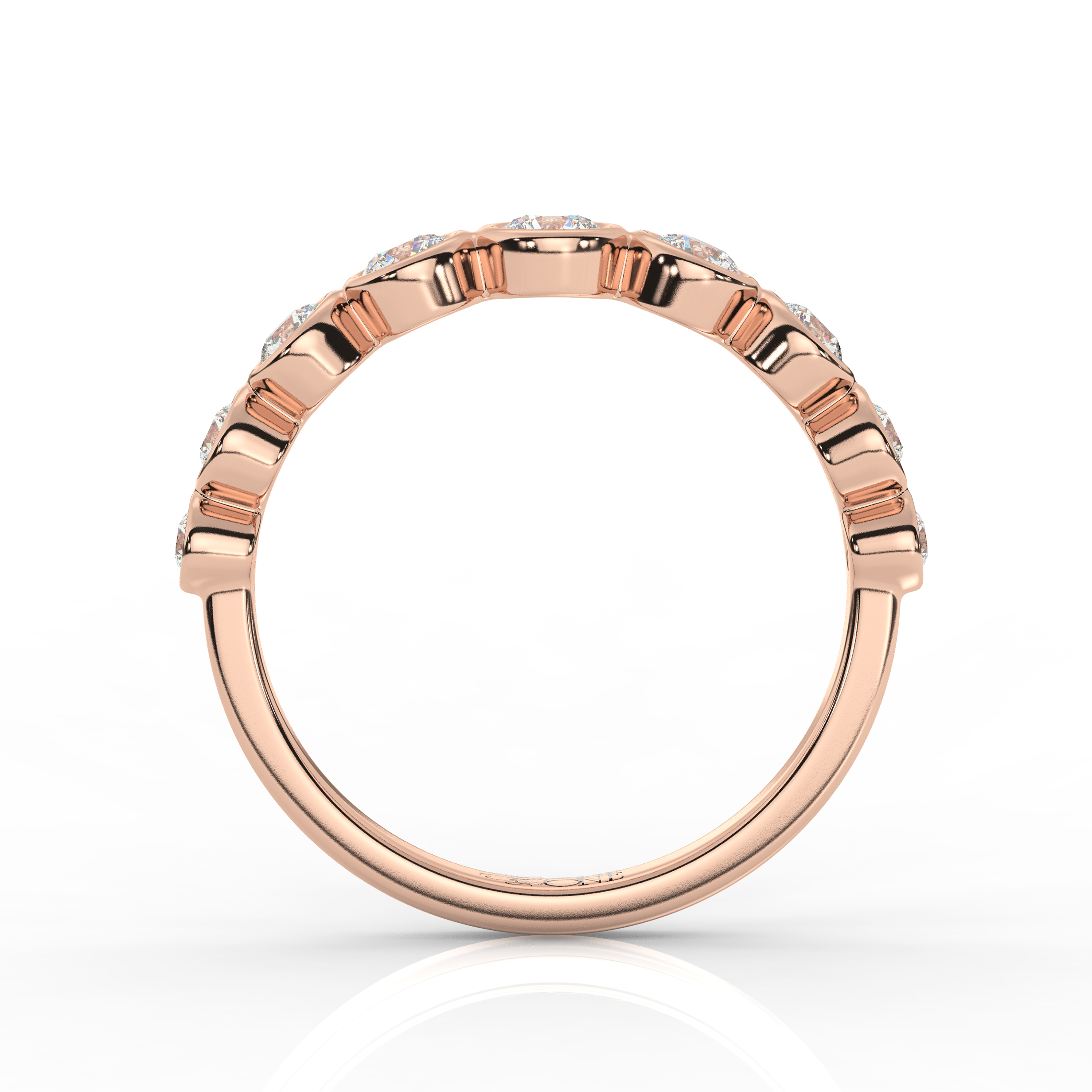 Round Diamond Bezel Set Ring Rose Gold