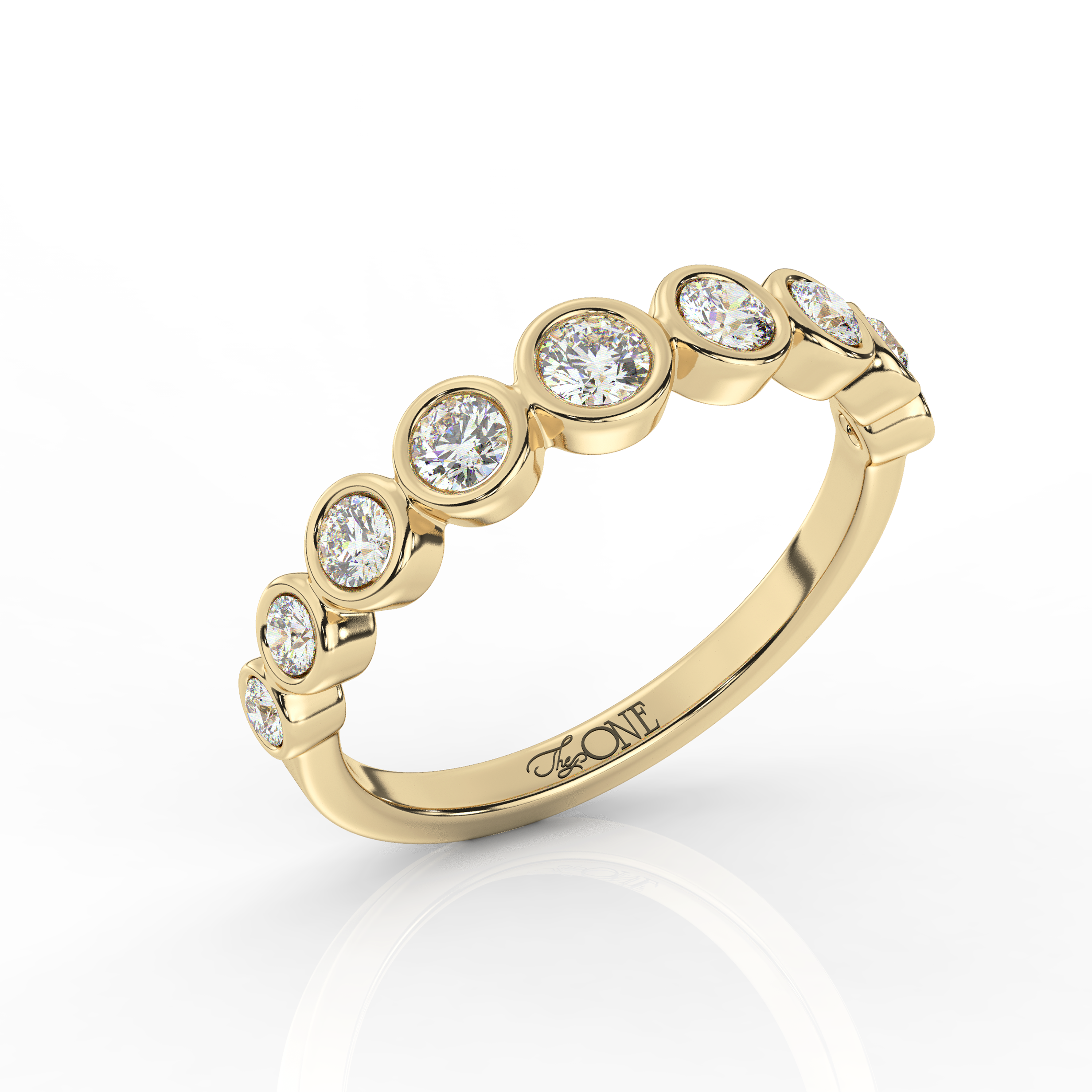 Round Diamond Bezel Set Ring Yellow Gold