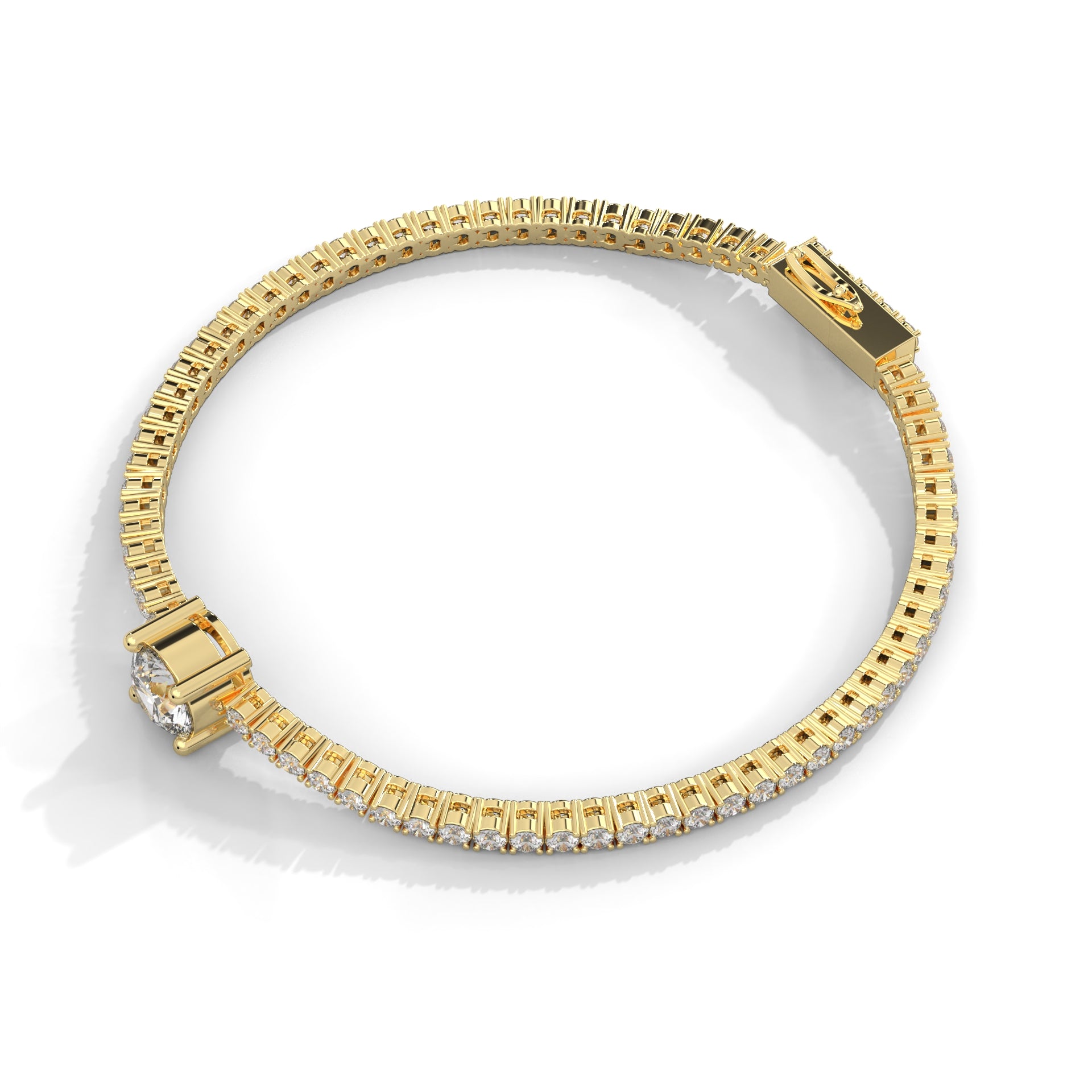 Round Diamond Round Tennis Bracelet Yellow Gold