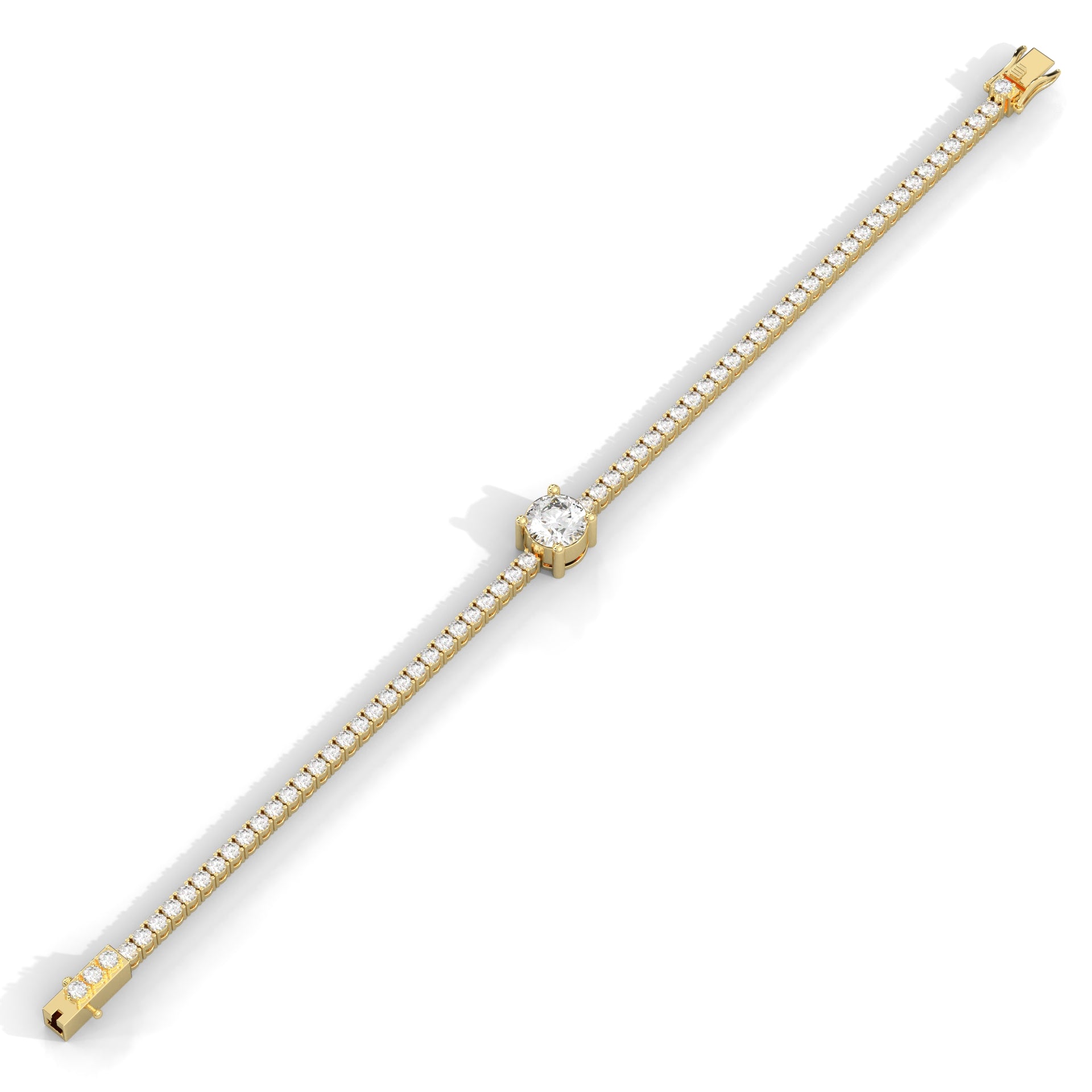 Round Diamond Round Tennis Bracelet Yellow Gold
