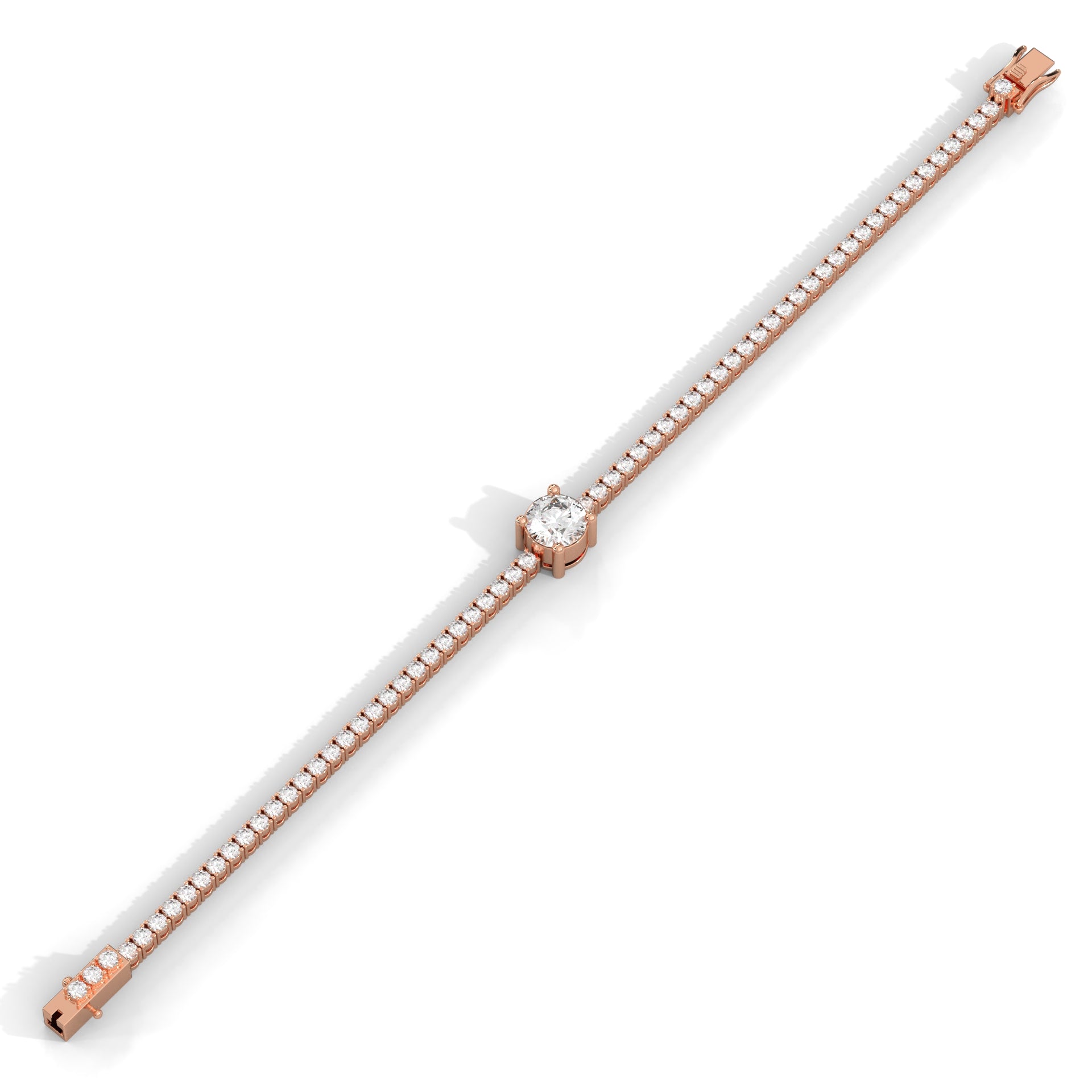 Round Diamond Round Tennis Bracelet Rose Gold