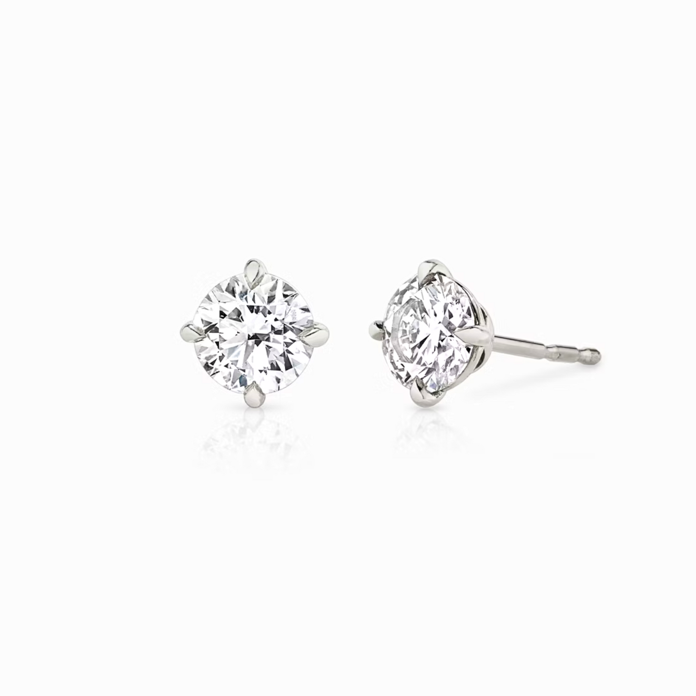 Round Diamond Stud Earrings White Gold