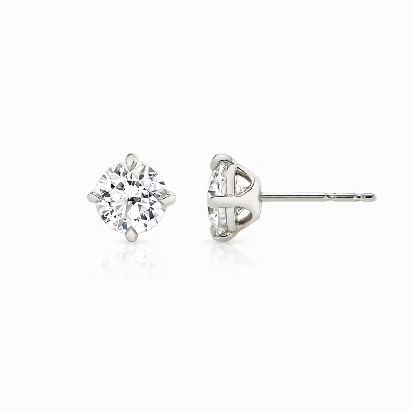 Round Diamond Stud Earrings White Gold