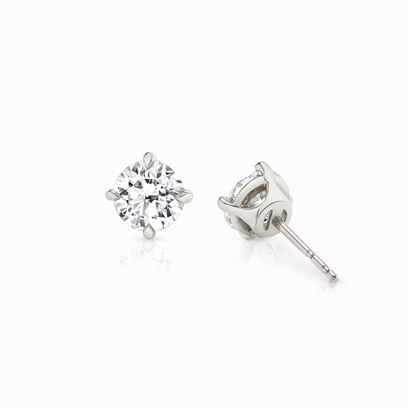 Round Diamond Stud Earrings White Gold