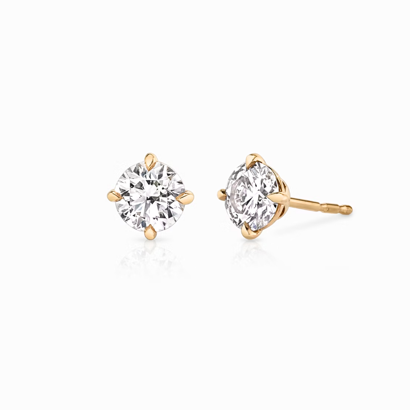 Round Diamond Stud Earrings Rose Gold