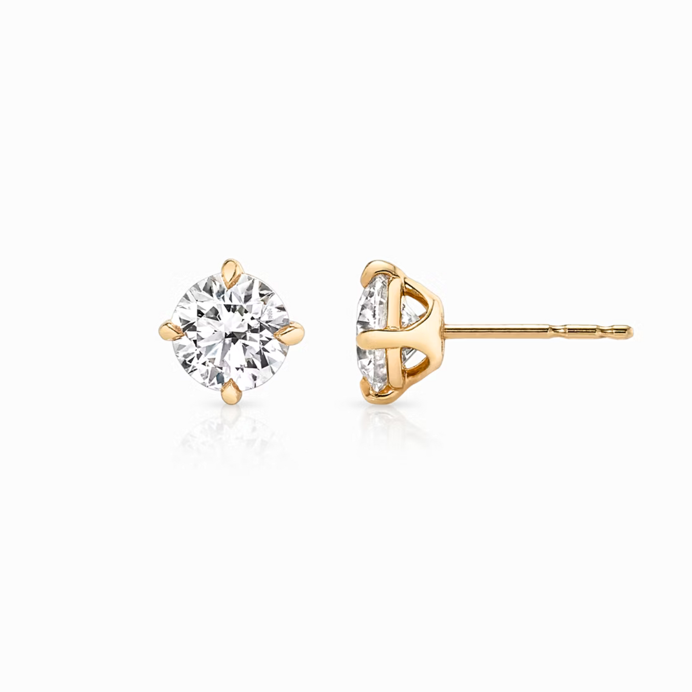 Round Diamond Stud Earrings Rose Gold