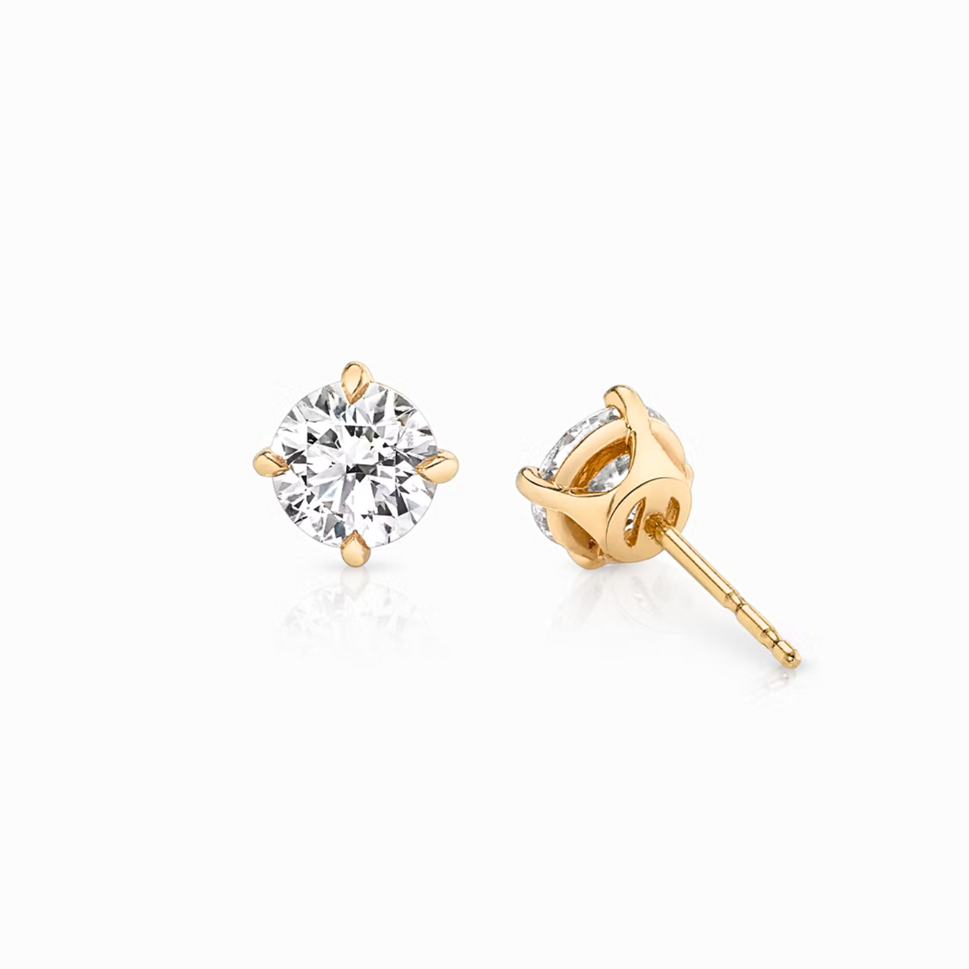 Round Diamond Stud Earrings Rose Gold