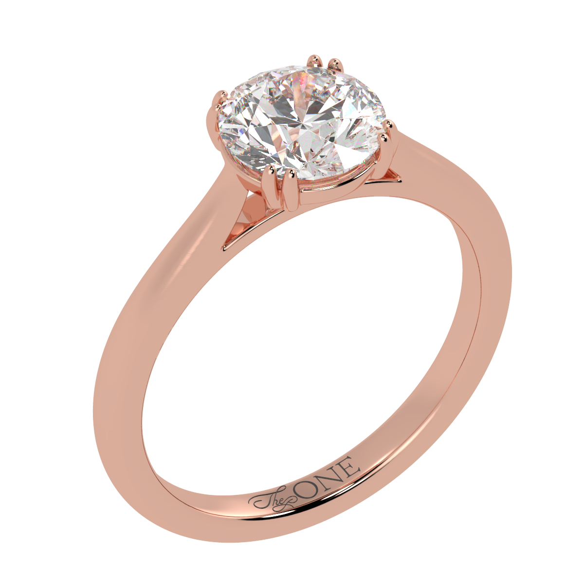 Round Double Claw Solitaire Rose Gold