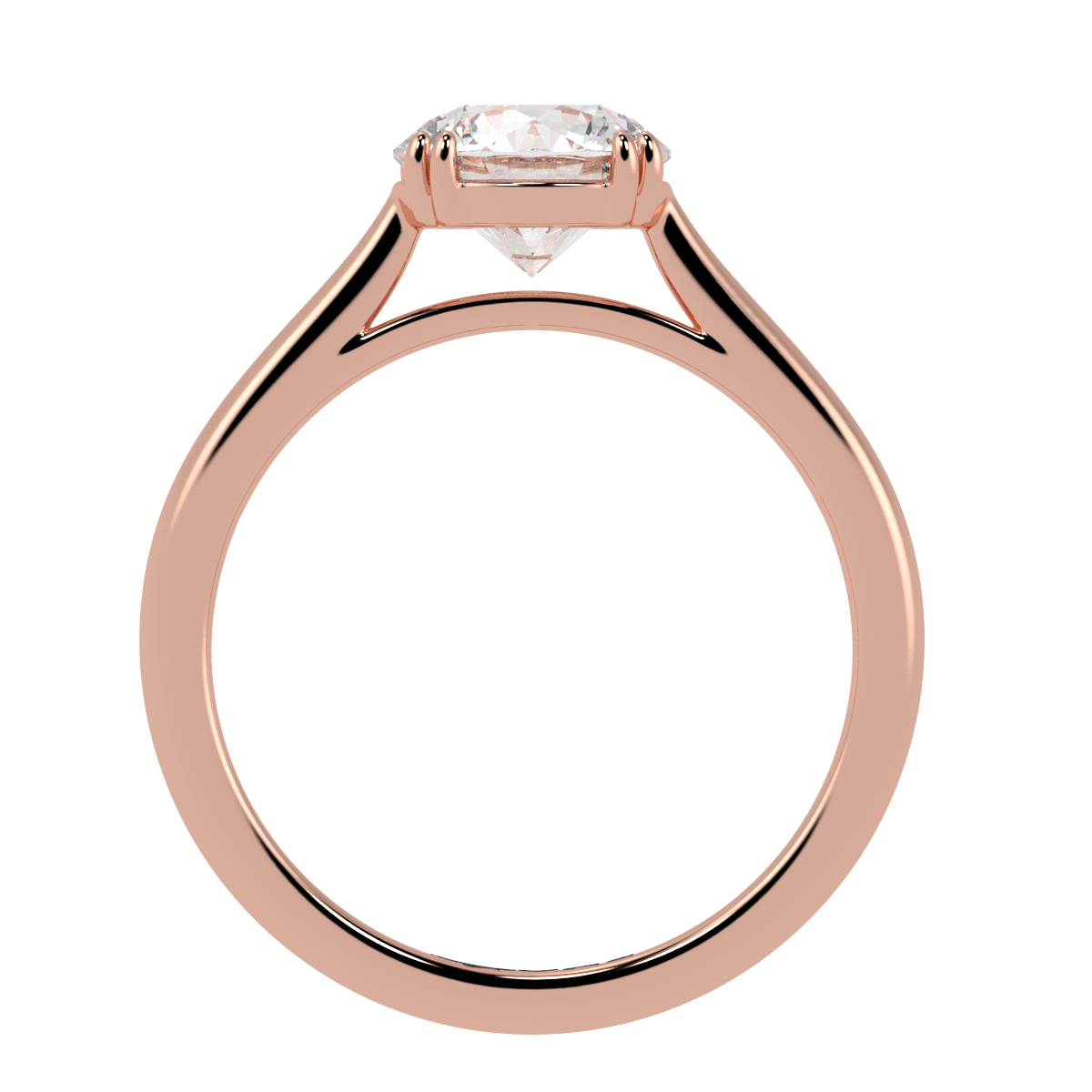 Round Double Claw Solitaire Rose Gold