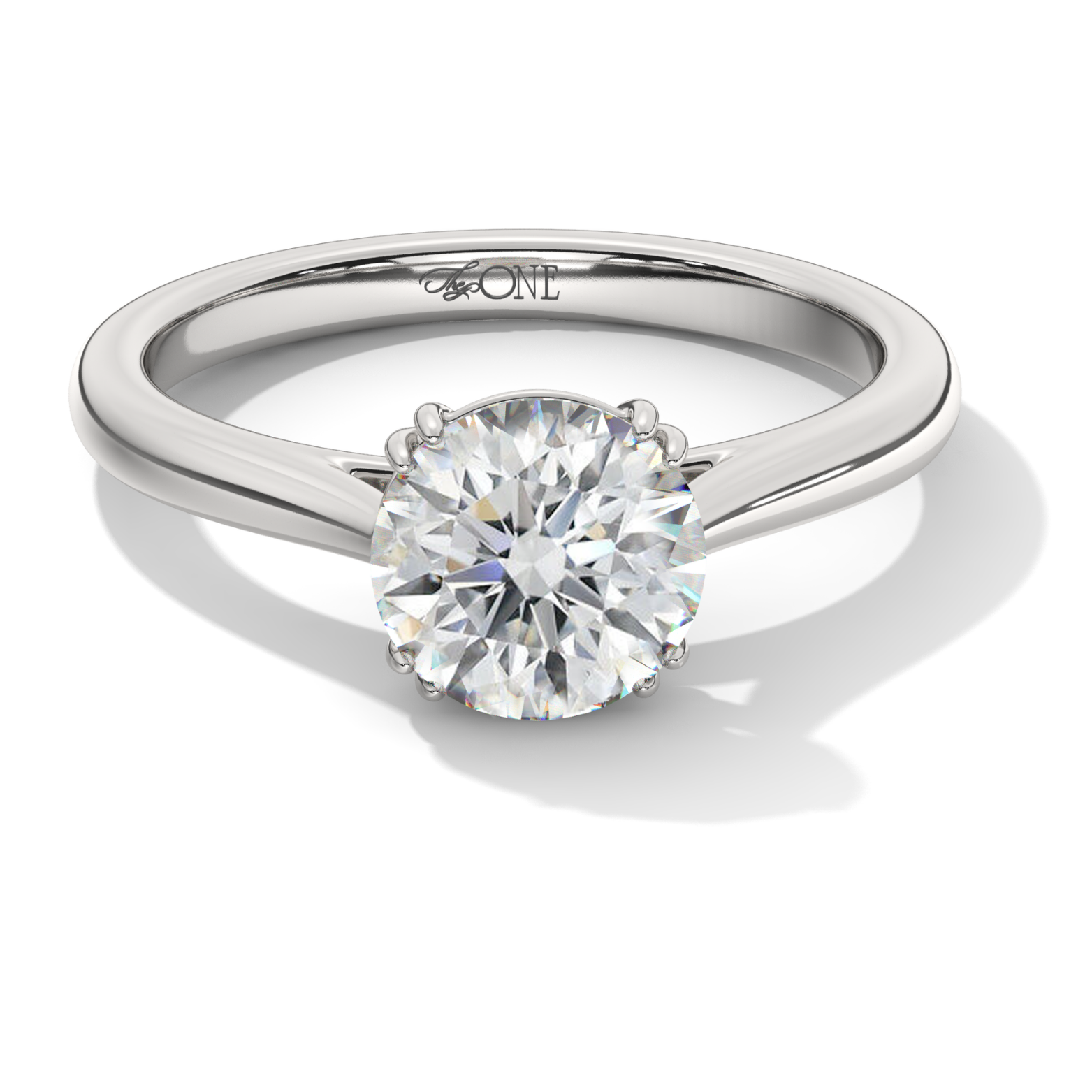 Round Double Claw Solitaire White Gold