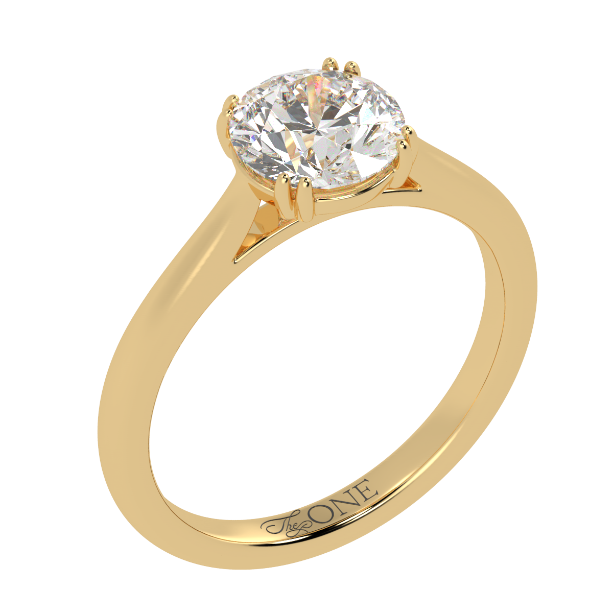 Round Double Claw Solitaire Yellow Gold