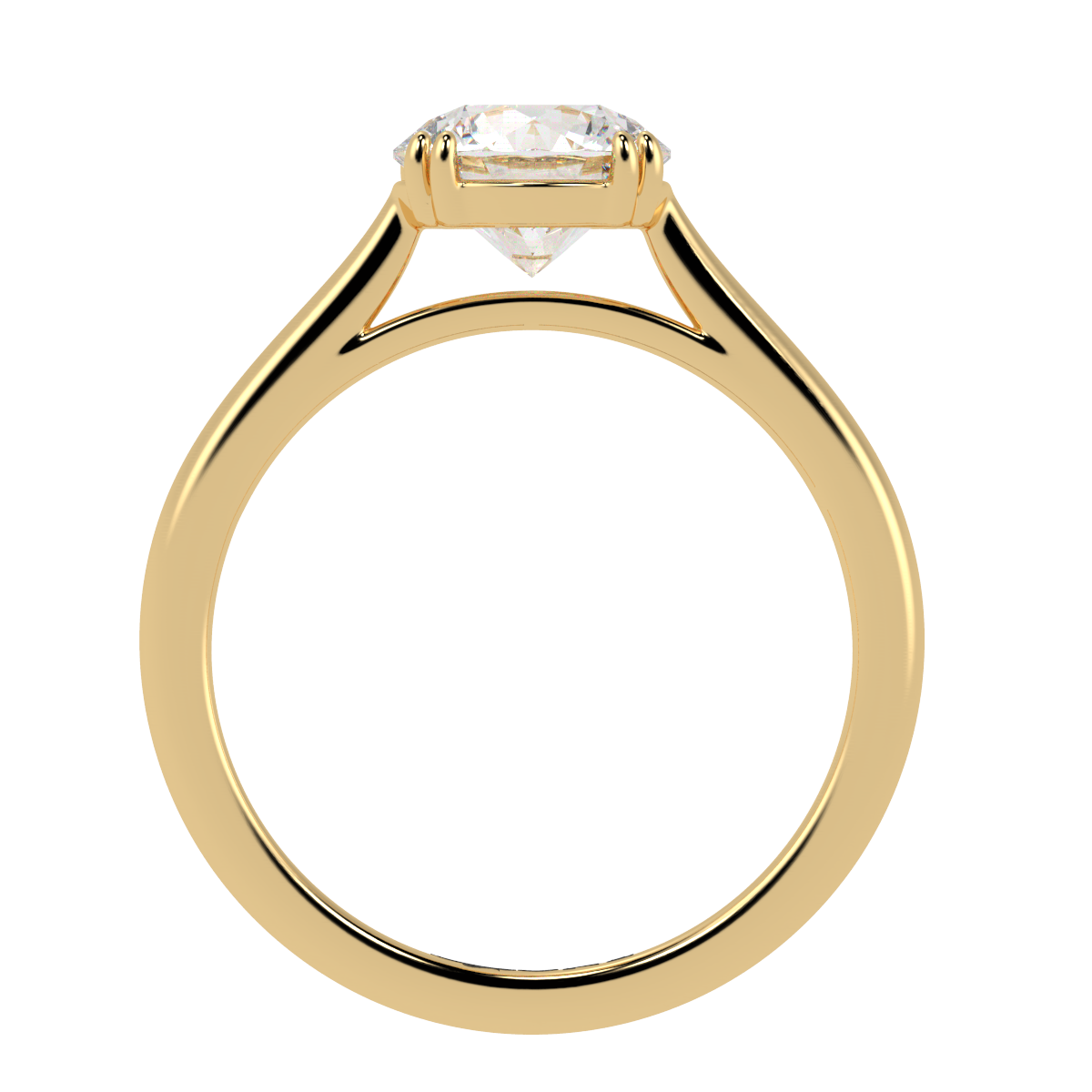 Round Double Claw Solitaire Yellow Gold