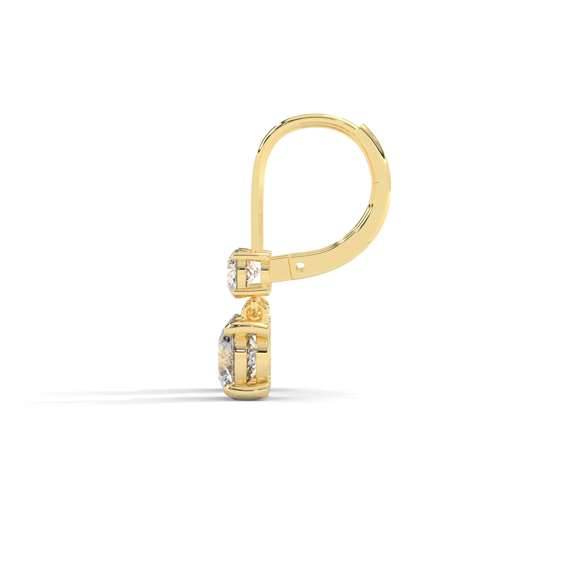 Round Double Drop Dangle Earrings Yellow Gold